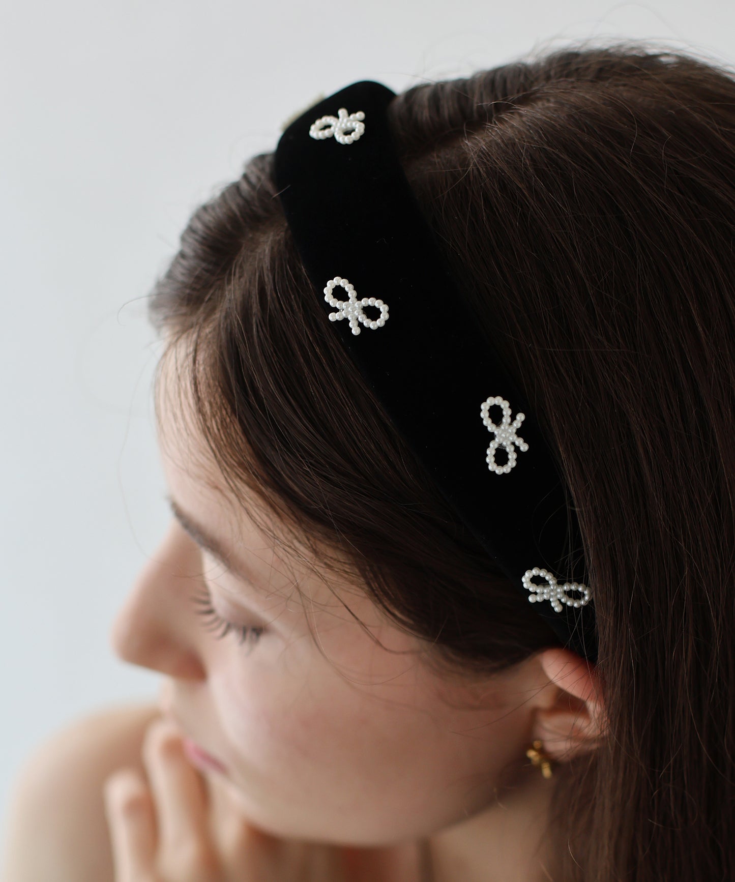 リボンモチーフベロアカチューシャ