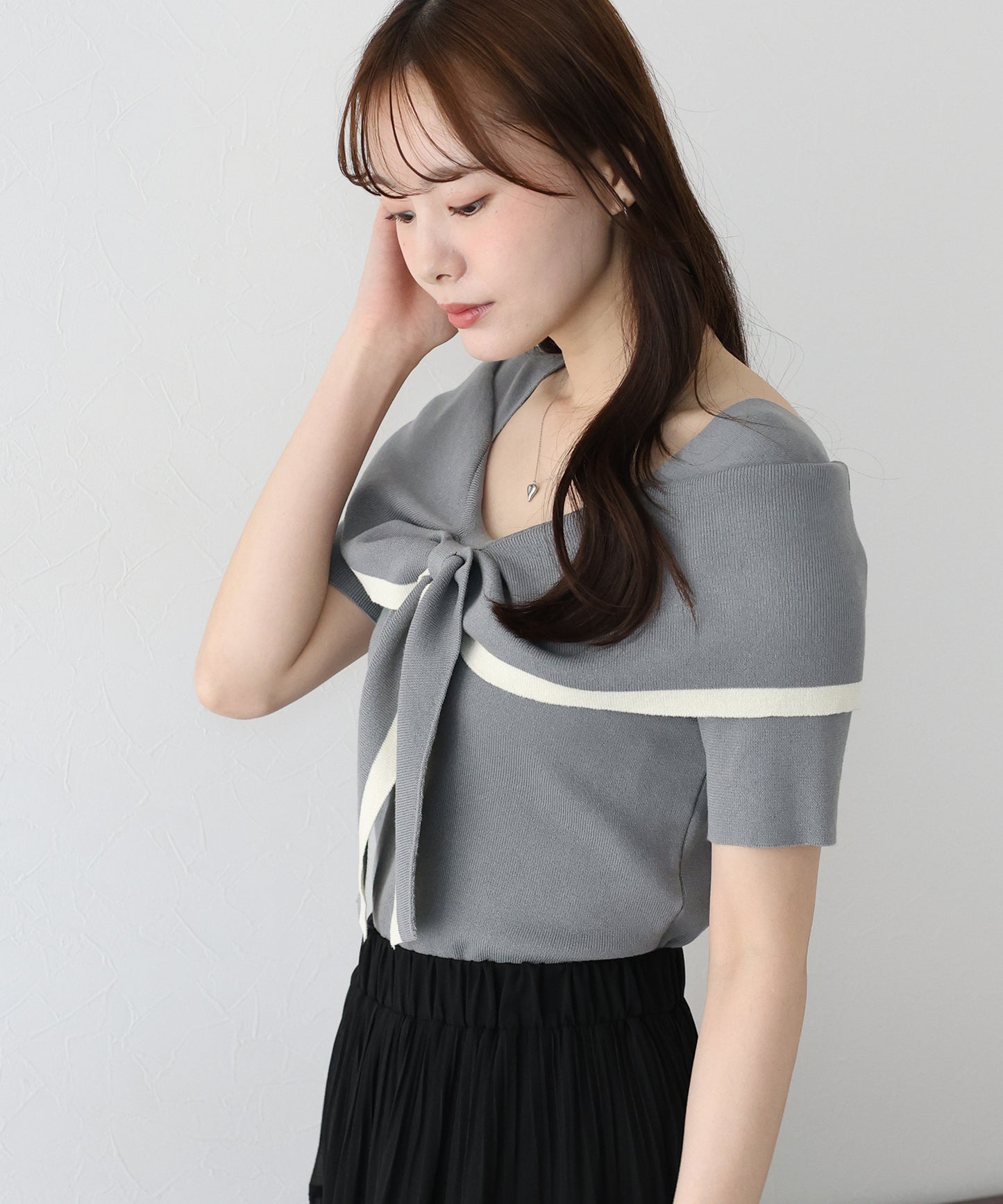 【TIME SALE】配色オフショルニット