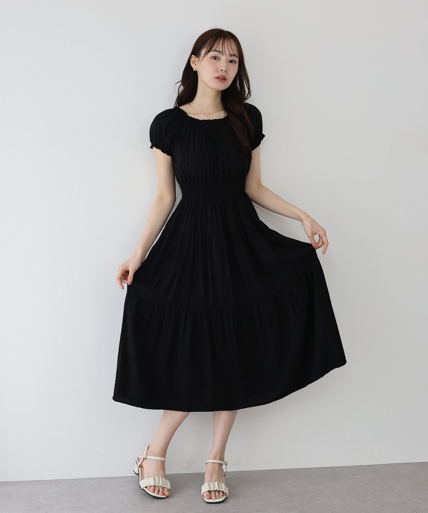【新商品限定5%OFF(木)】アソート柄2WAYオフショルワンピース