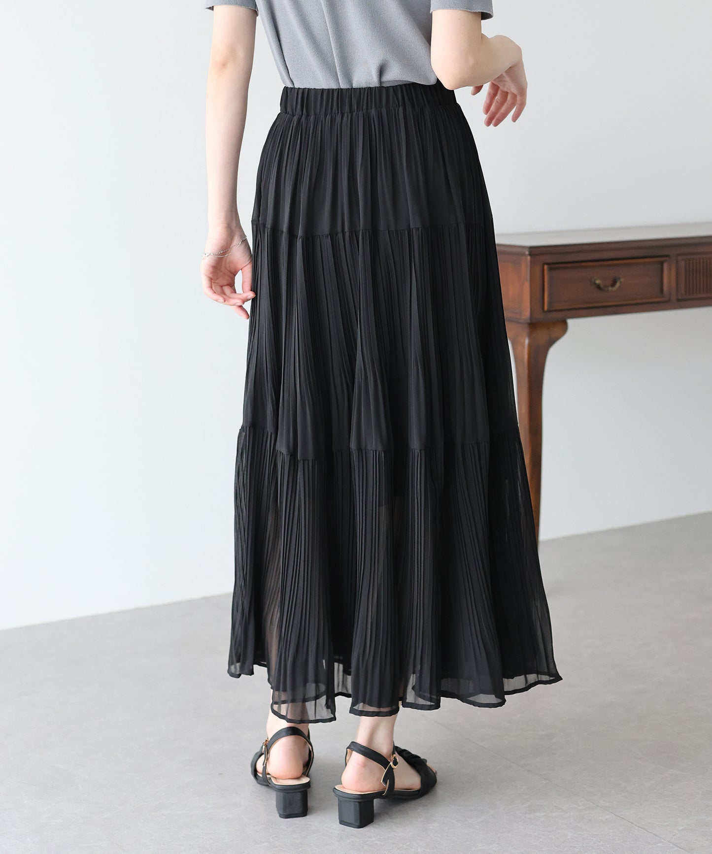 【新商品限定5%OFF(木)】シフォンプリーツスカート
