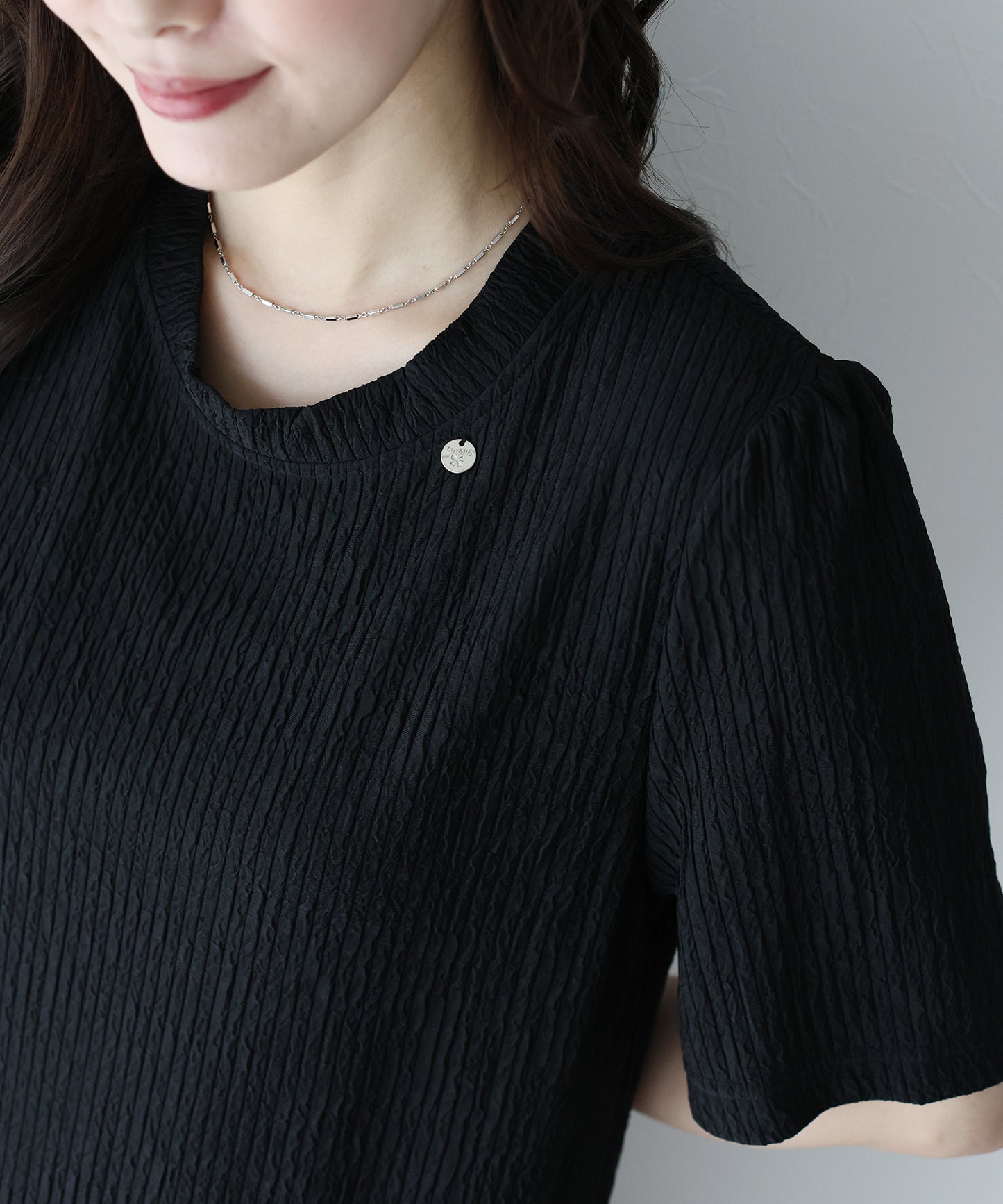 【SALE】異素材切替ティアードワンピース