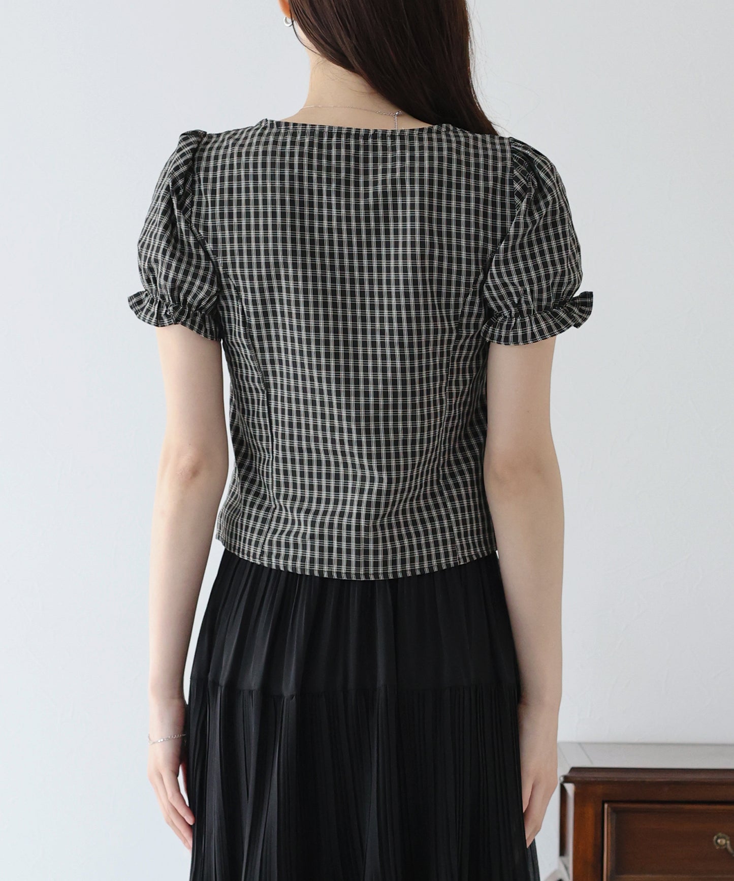 リボンチェックブラウス【ネコポス】