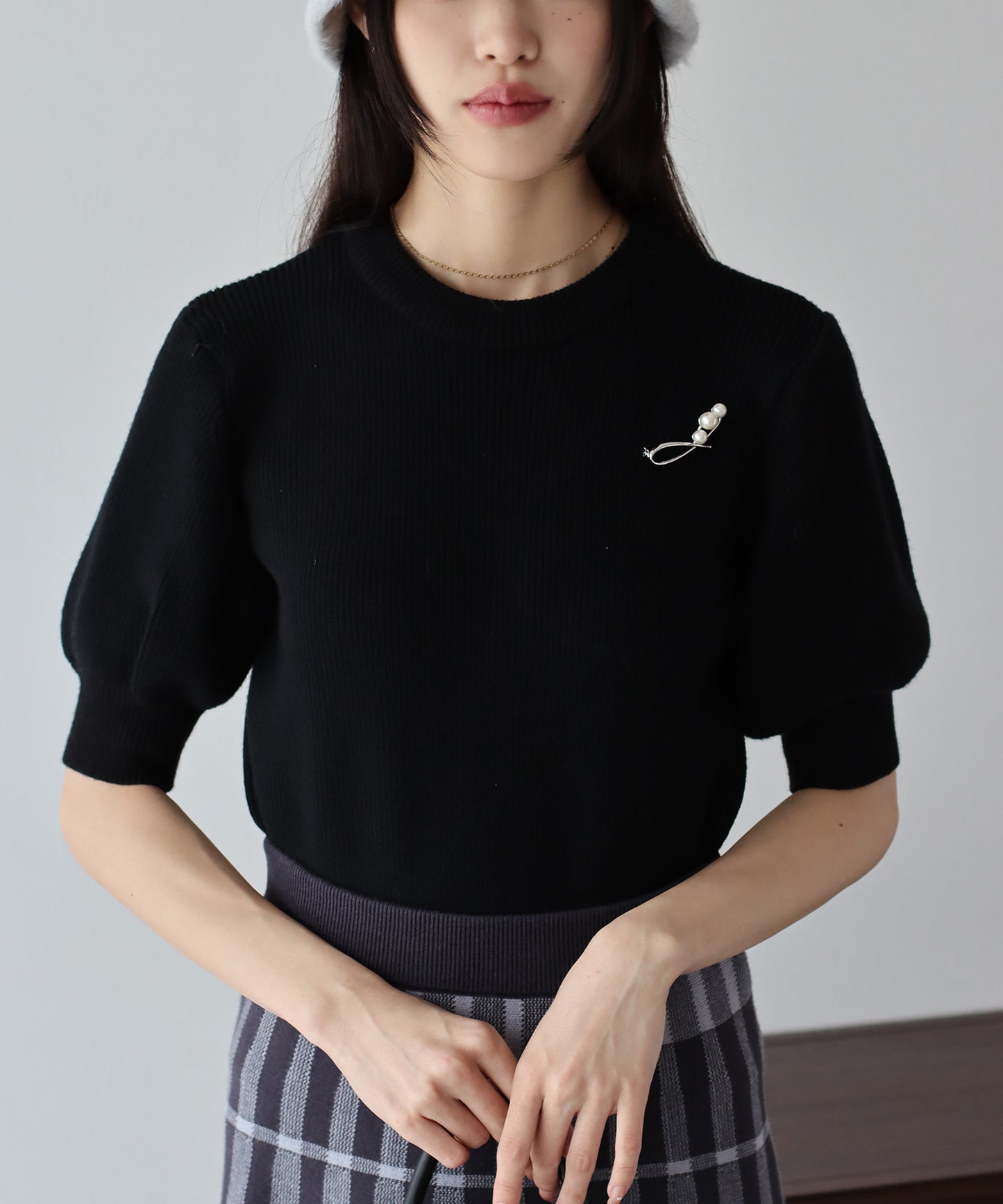 【TIME SALE】半袖パフスリーブニット