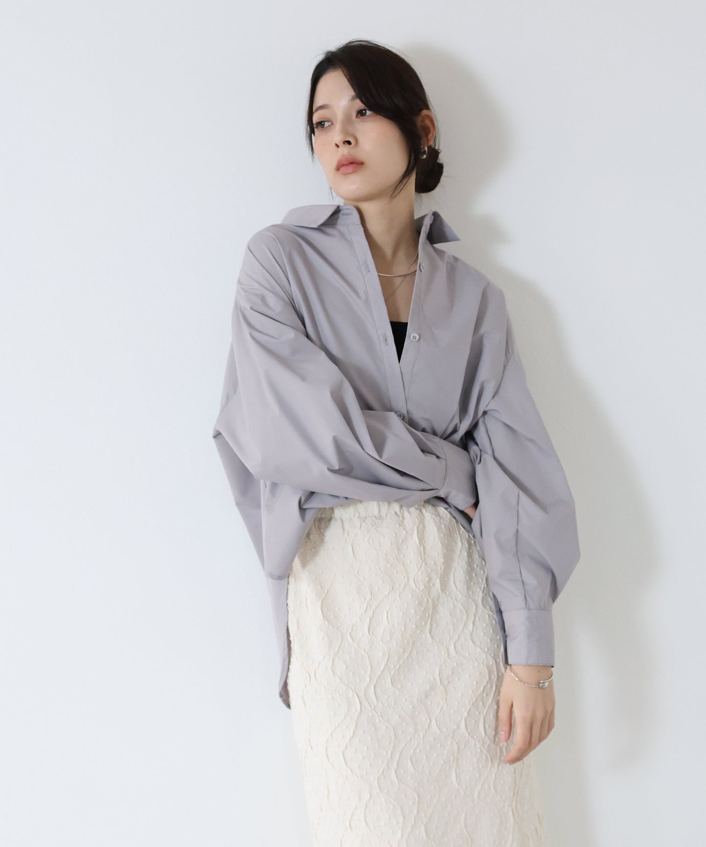【TIME SALE】タック袖ビッグシャツ