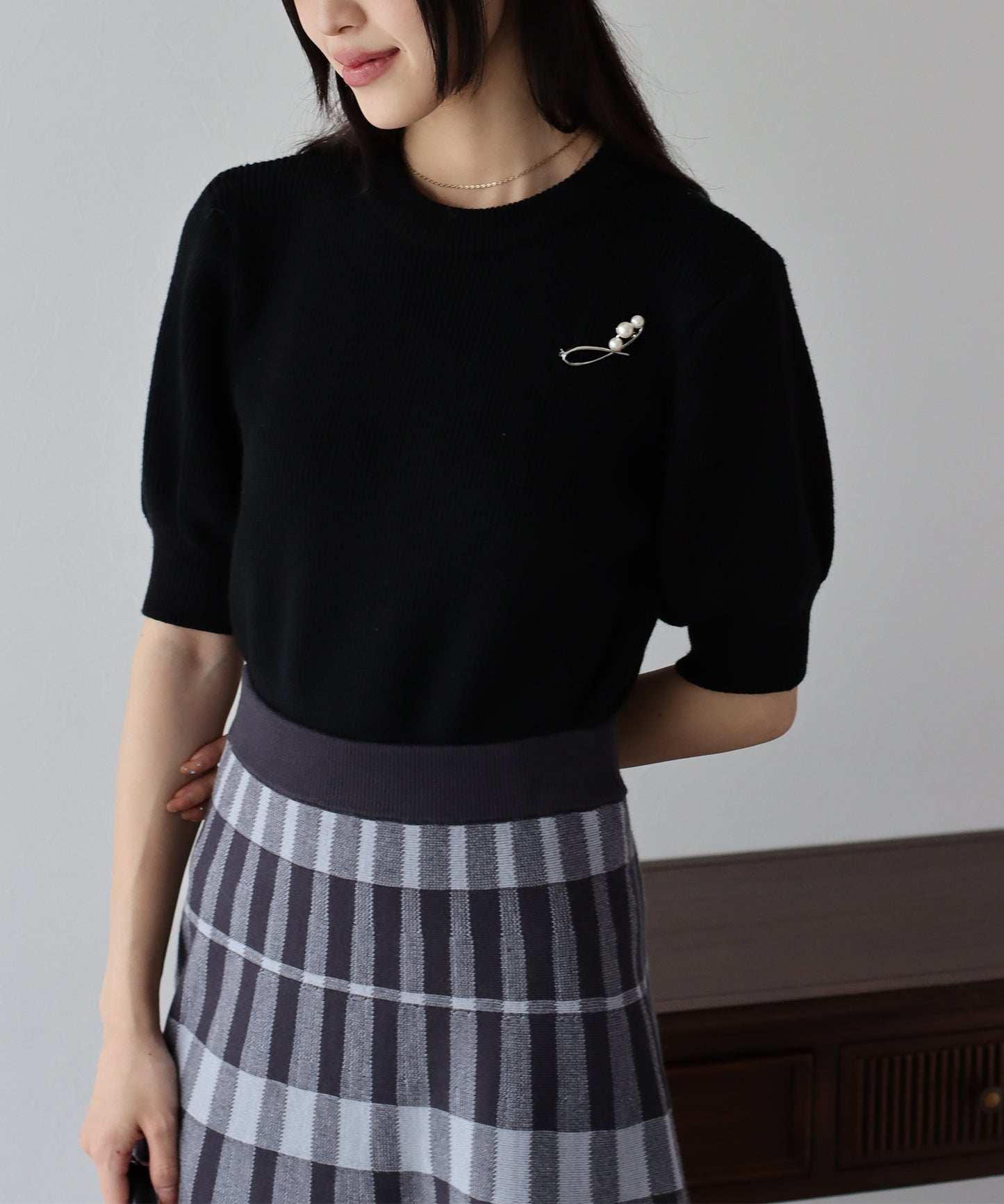【TIME SALE】半袖パフスリーブニット