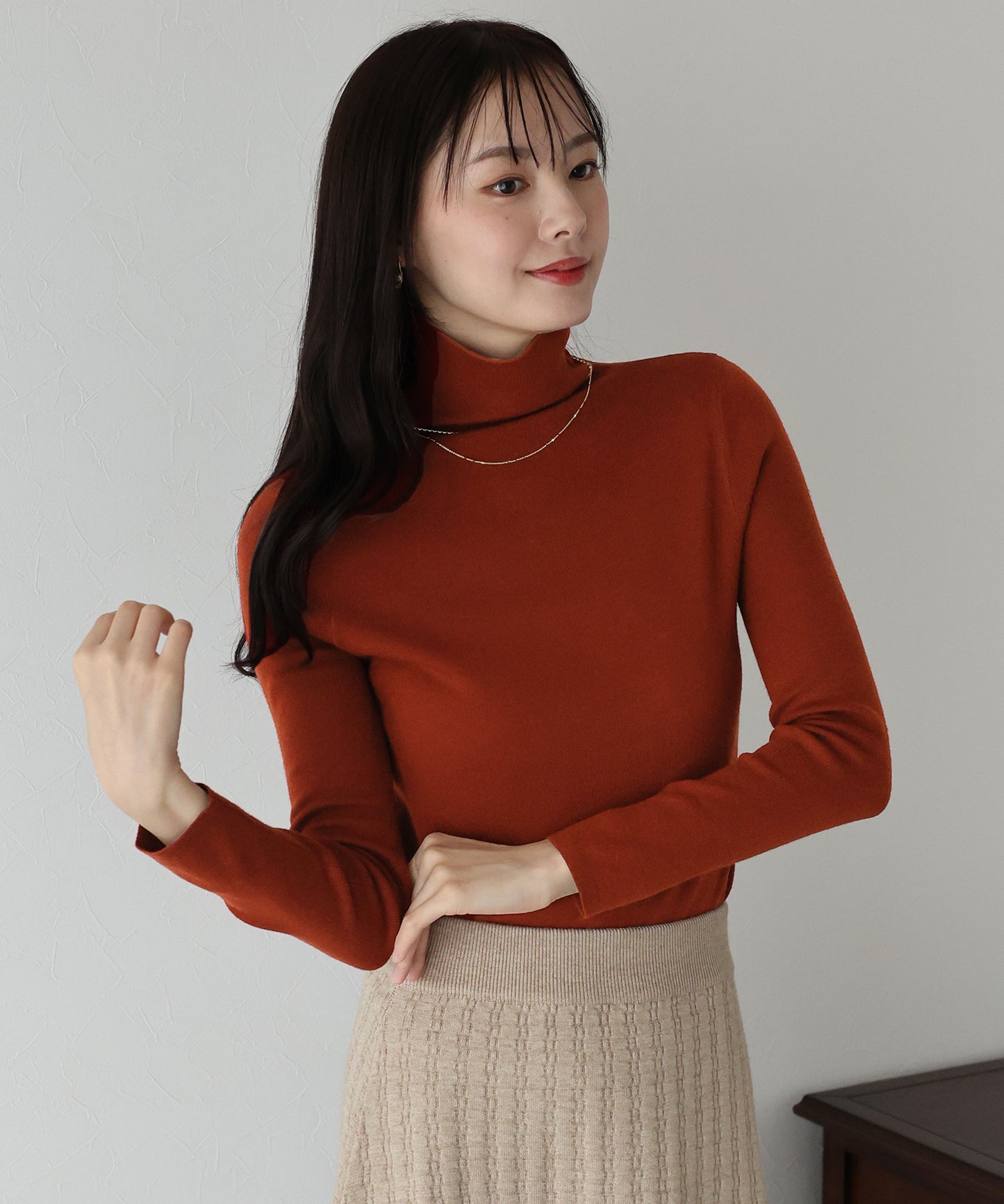 【TIME SALE】ウール混ベーシックタートルニット
