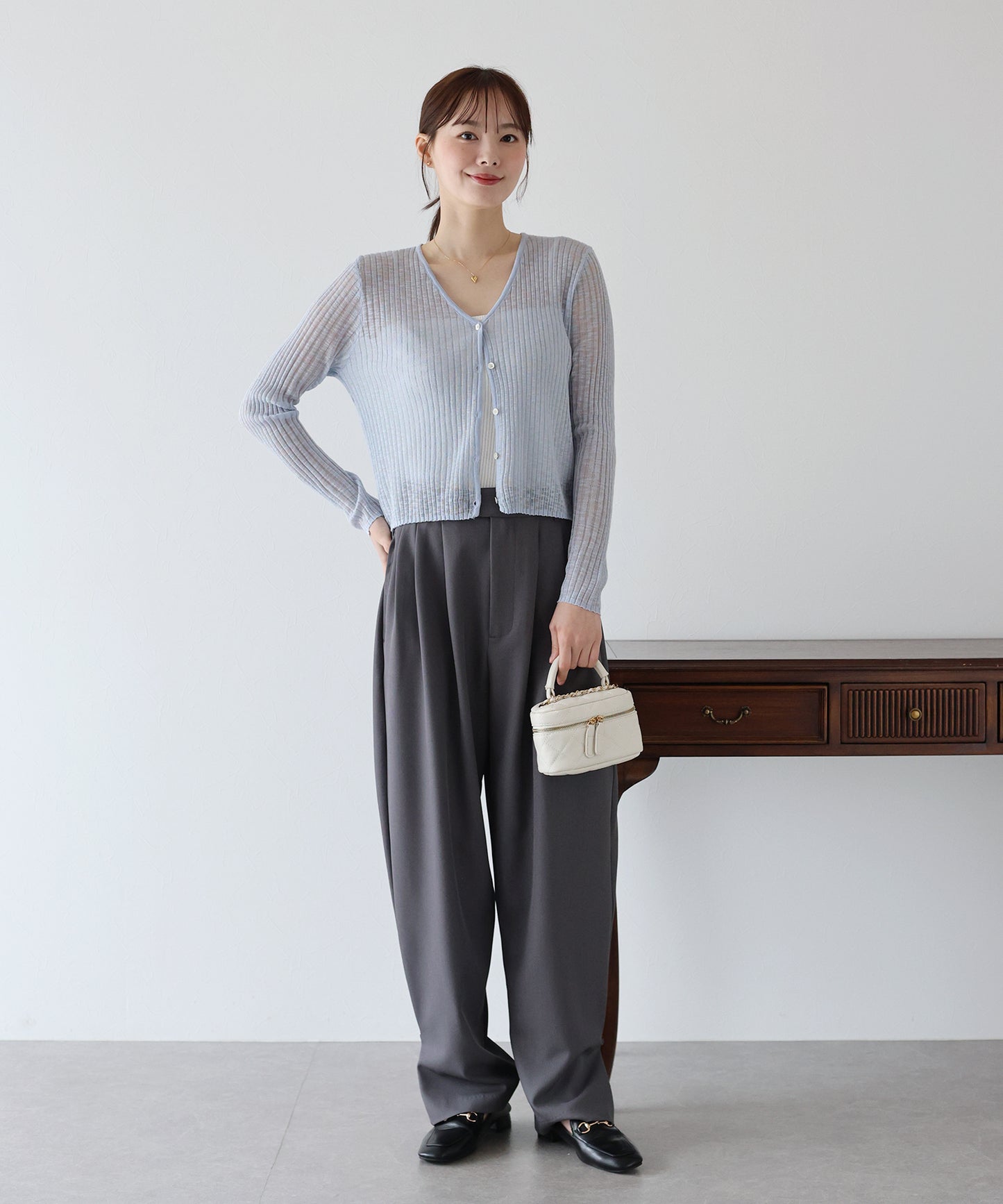 【TIME SALE】シアーリブカーディガン