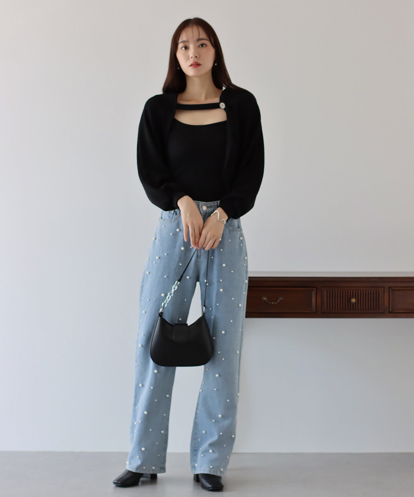 【SALE】リブショートボレロ+キャミセット