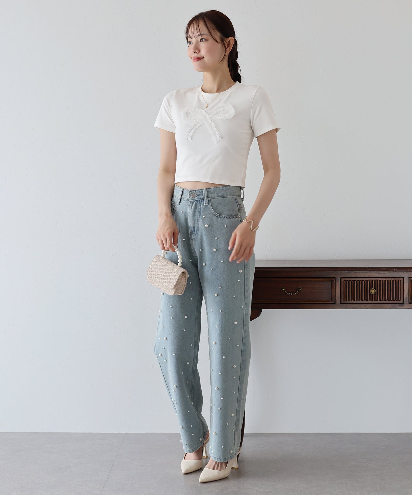 【SALE】レースリボンTシャツ【ネコポス】