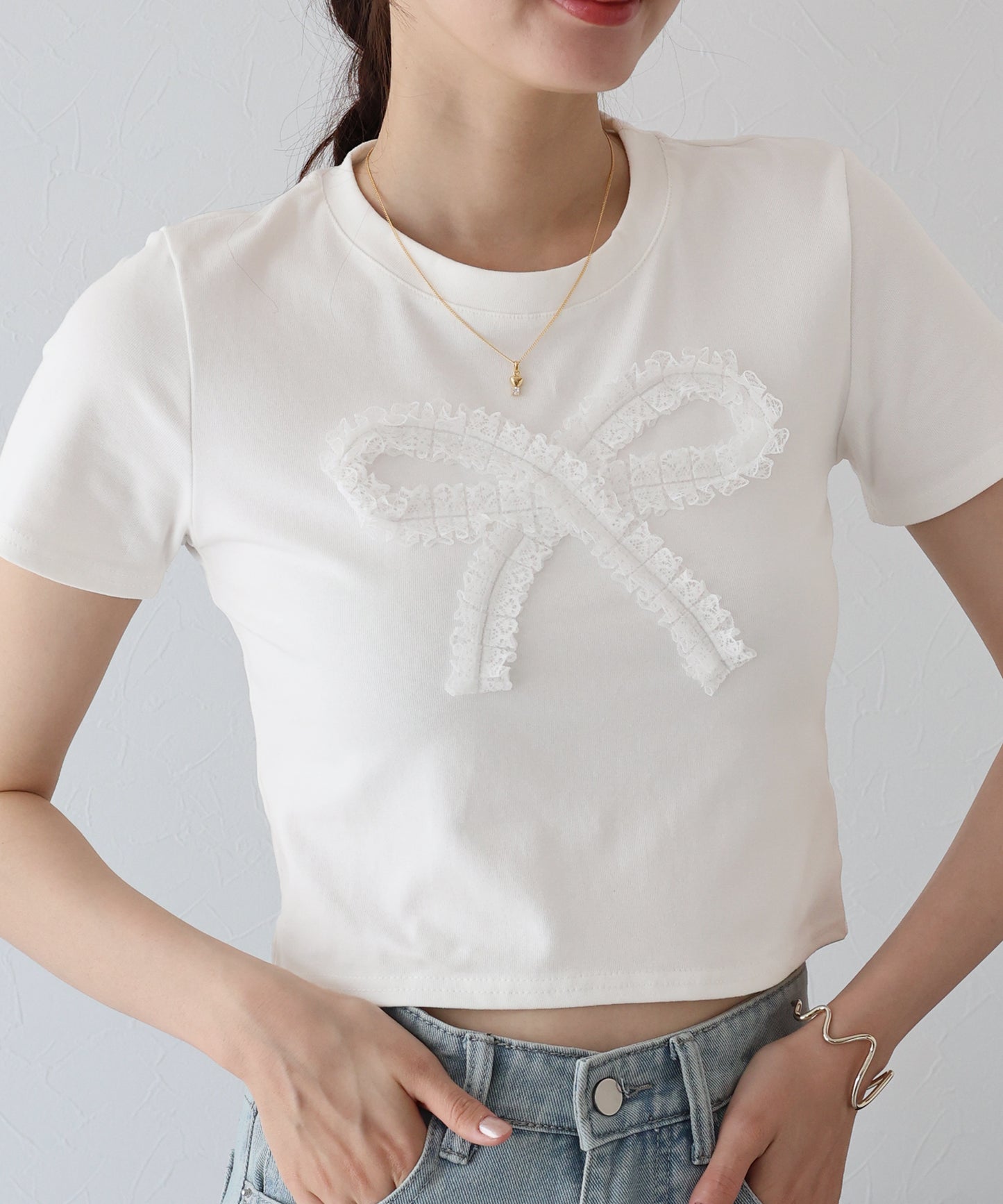 【SALE】レースリボンTシャツ【ネコポス】