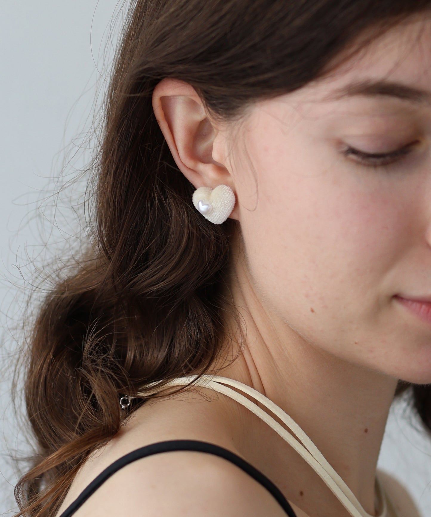 ベロアハートピアス【ネコポス】