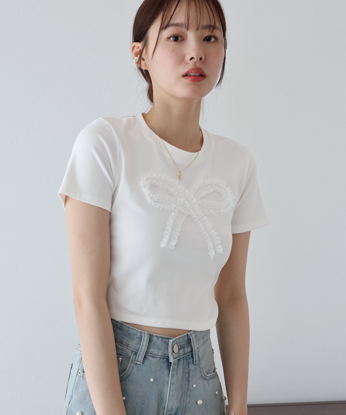 【SALE】レースリボンTシャツ【ネコポス】