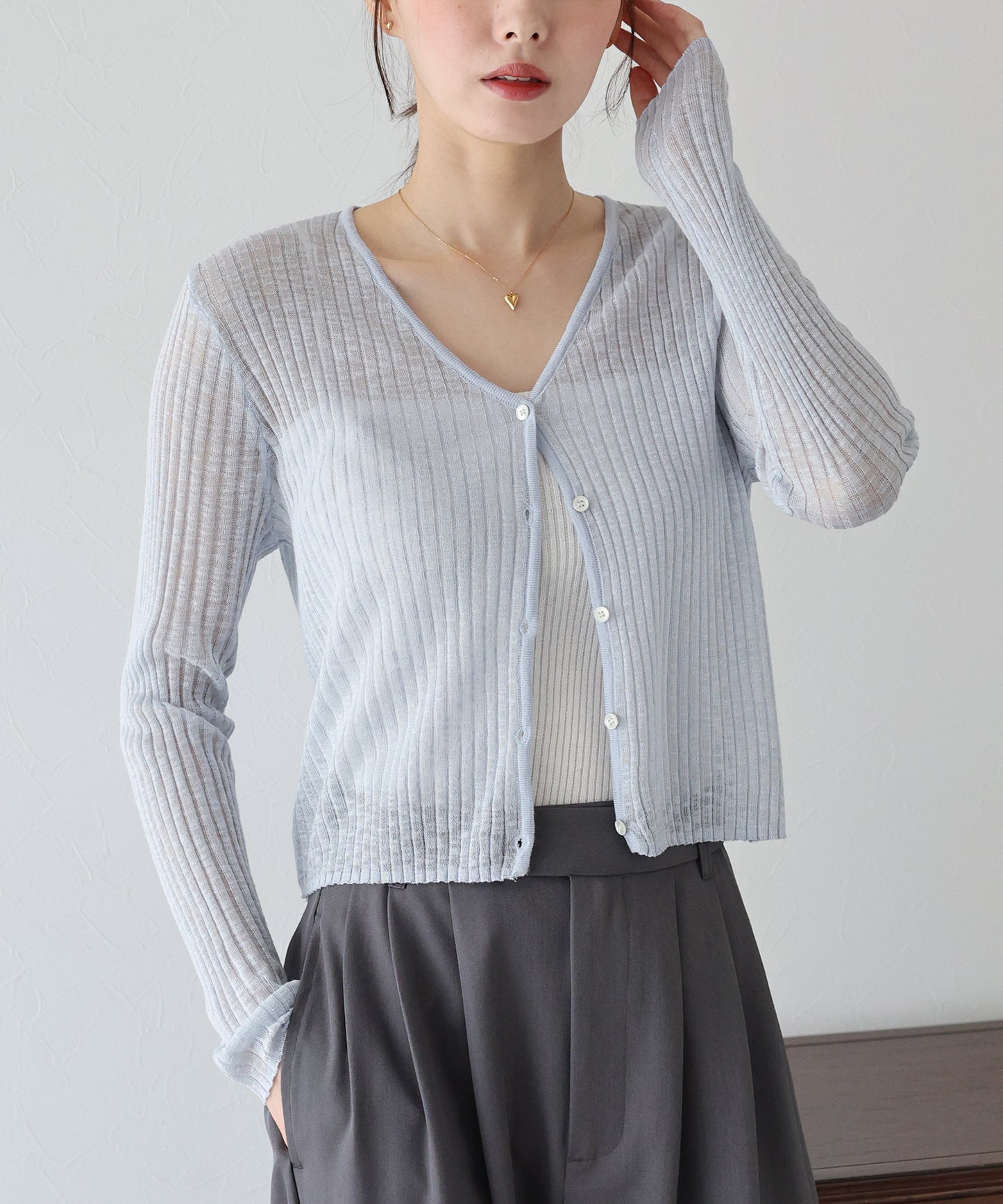 【TIME SALE】シアーリブカーディガン
