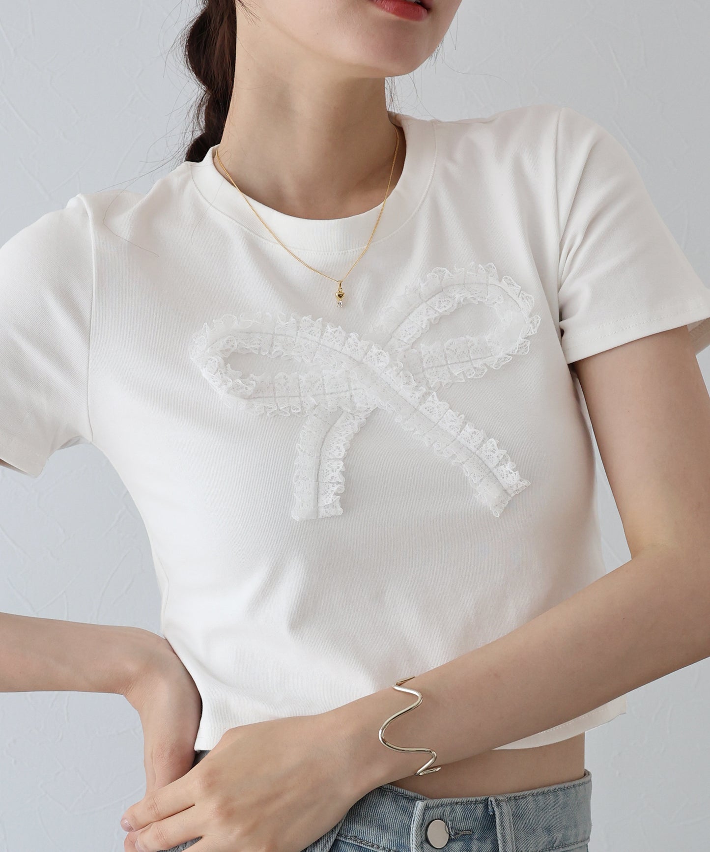 【SALE】レースリボンTシャツ【ネコポス】