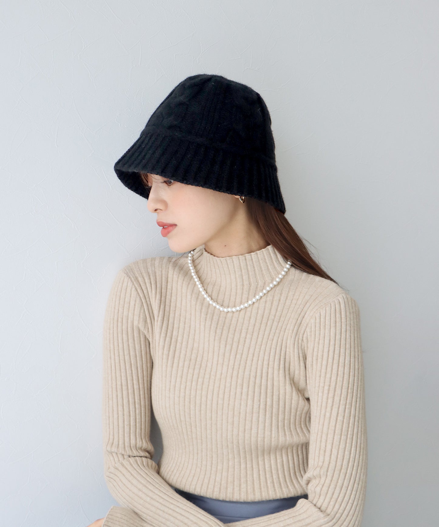 【SALE】ケーブルニットバケットハット