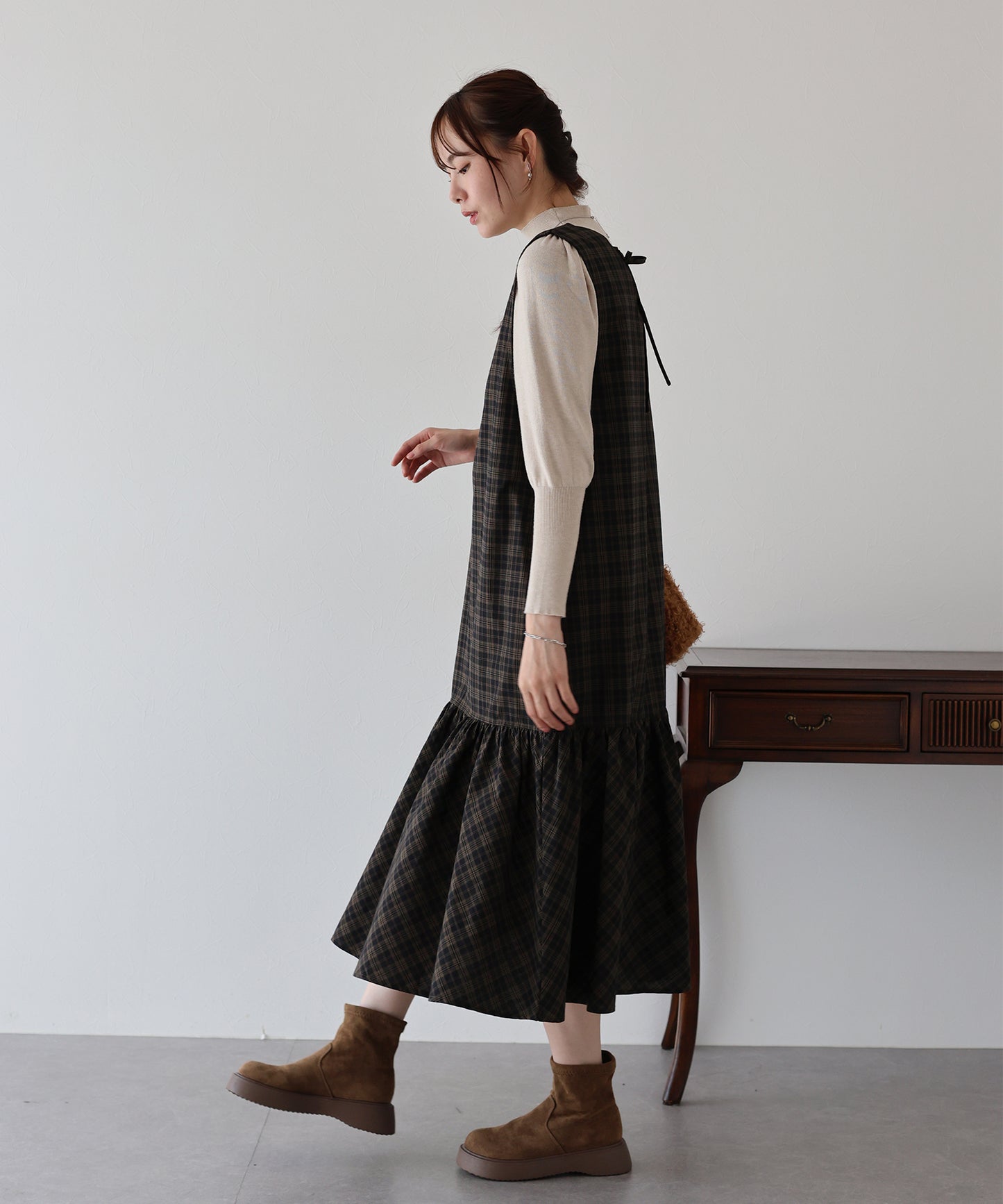 【早割5%OFF】チェックジャンパースカート