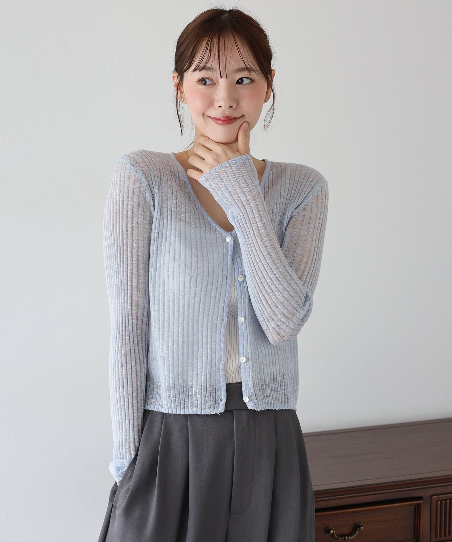 【TIME SALE】シアーリブカーディガン