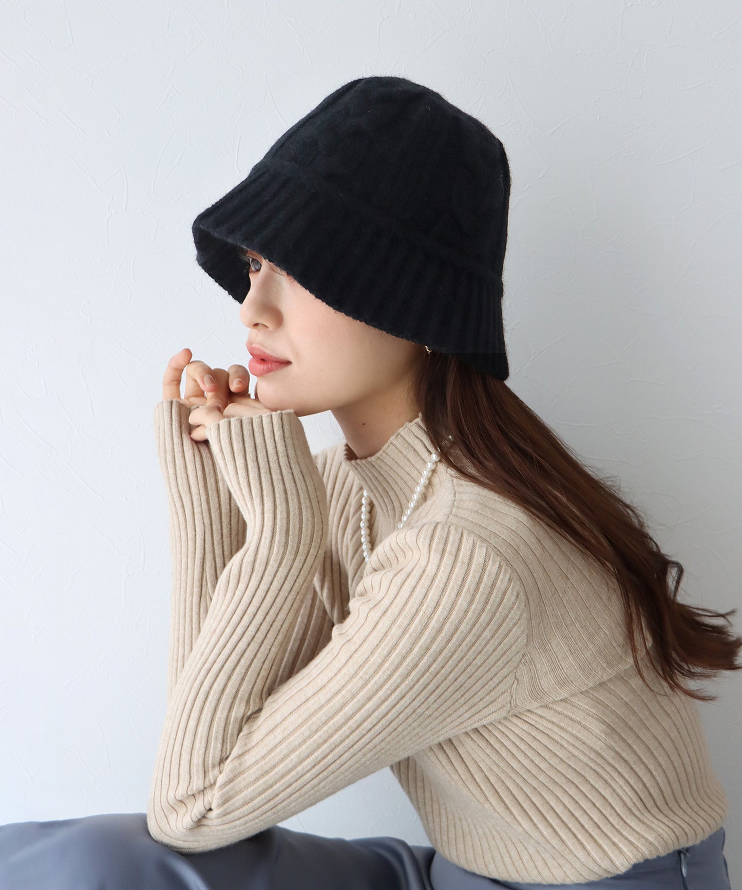 【SALE】ケーブルニットバケットハット