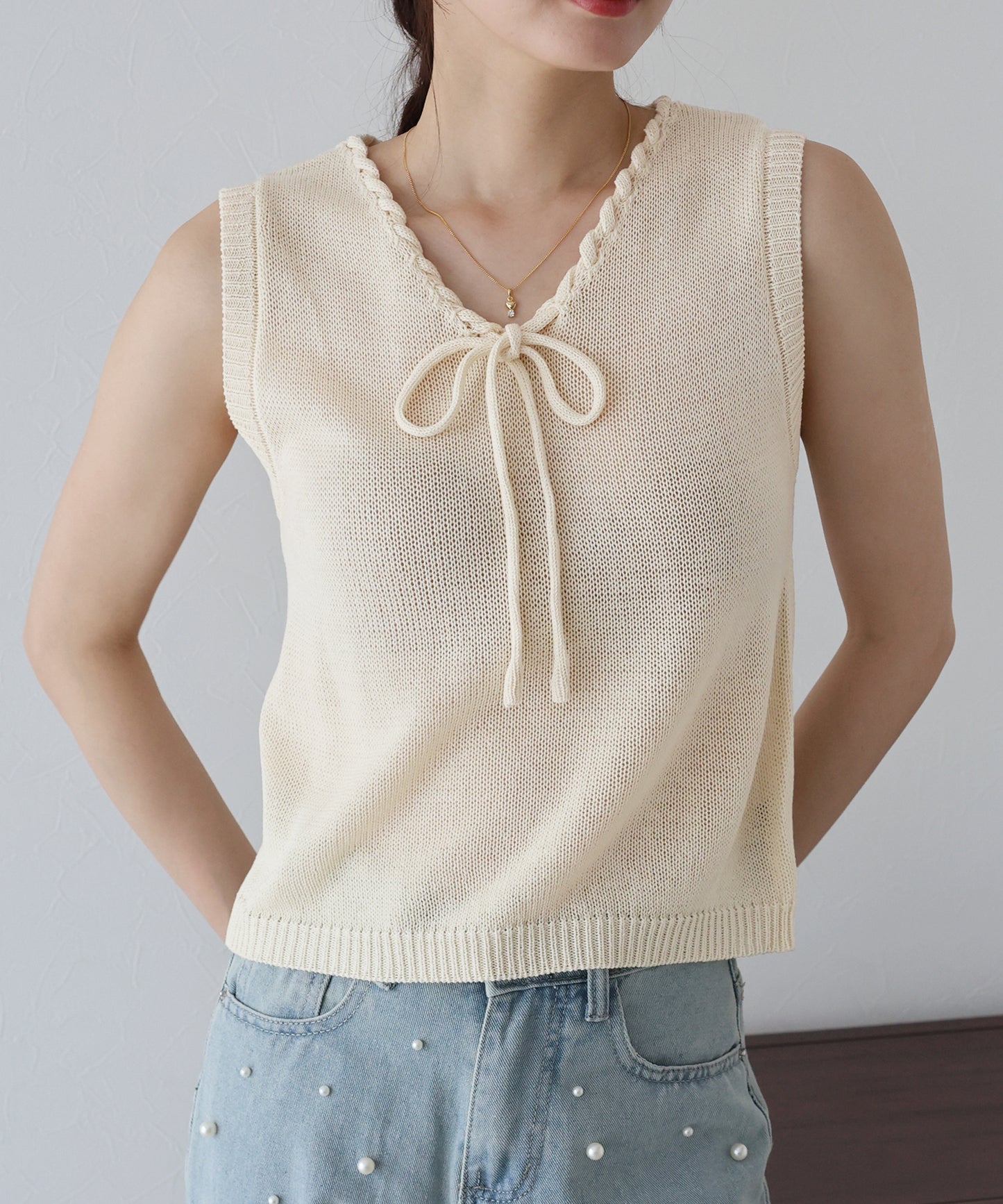 【SALE】リボンノースリサマーニット【ネコポス】