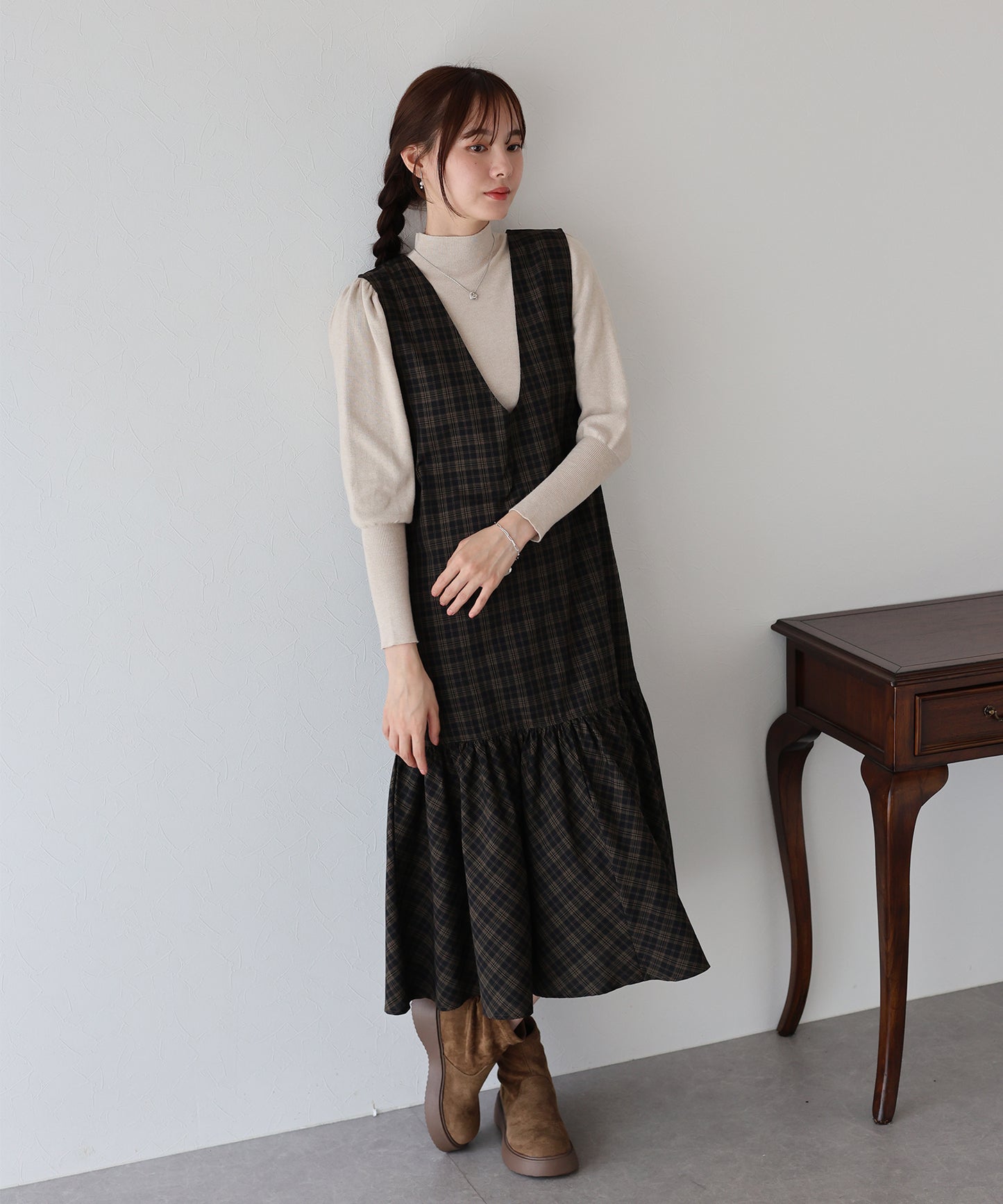 【早割5%OFF】チェックジャンパースカート