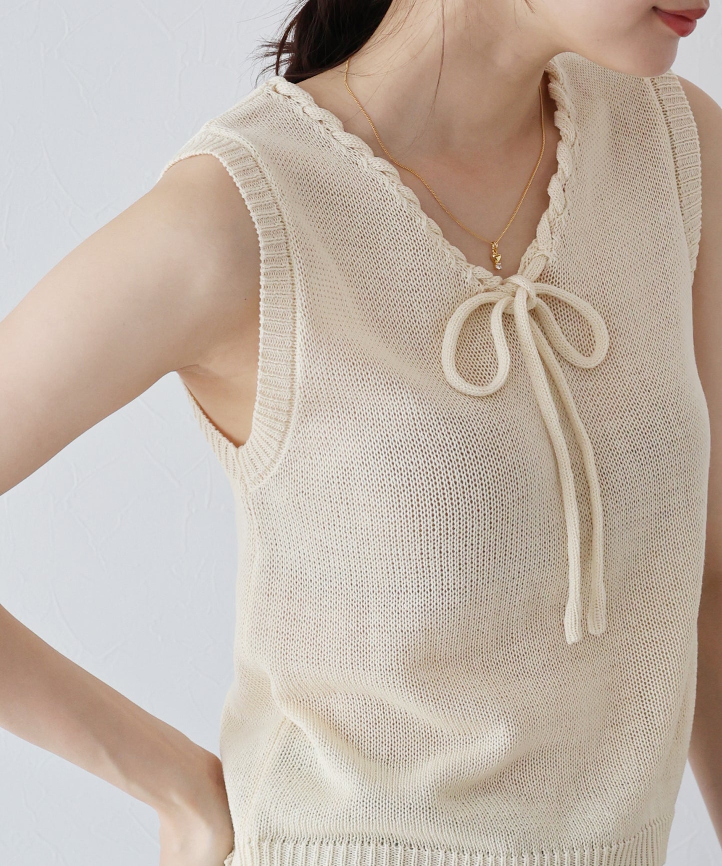 【SALE】リボンノースリサマーニット【ネコポス】