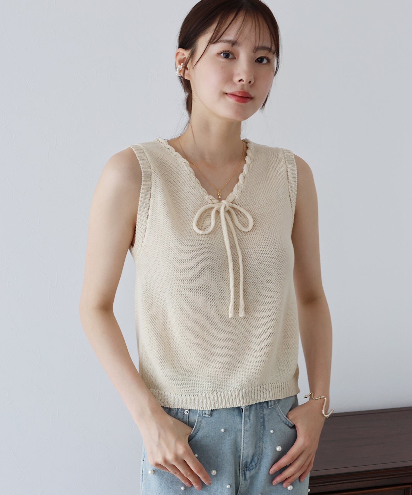 【SALE】リボンノースリサマーニット【ネコポス】