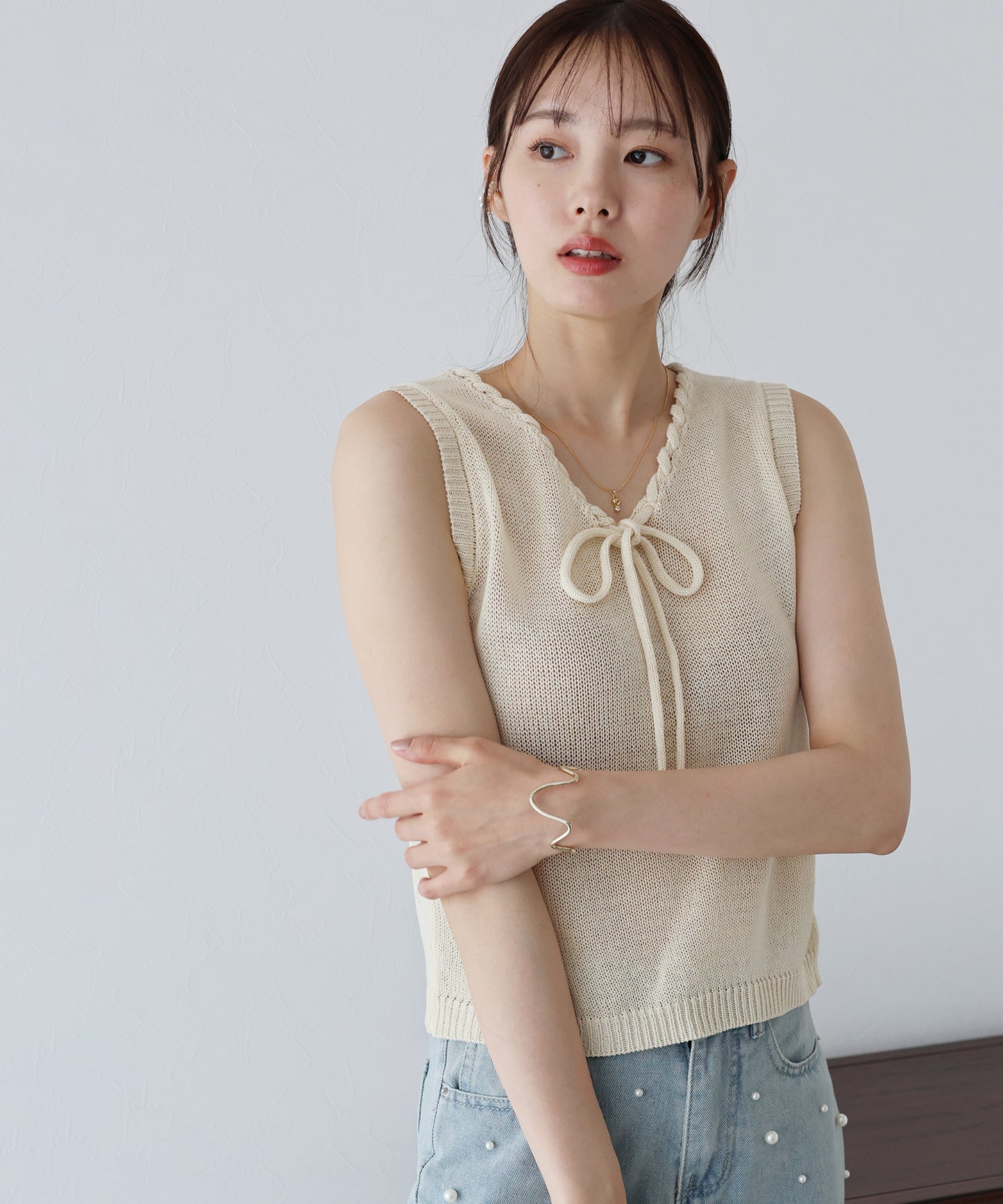 【SALE】リボンノースリサマーニット【ネコポス】