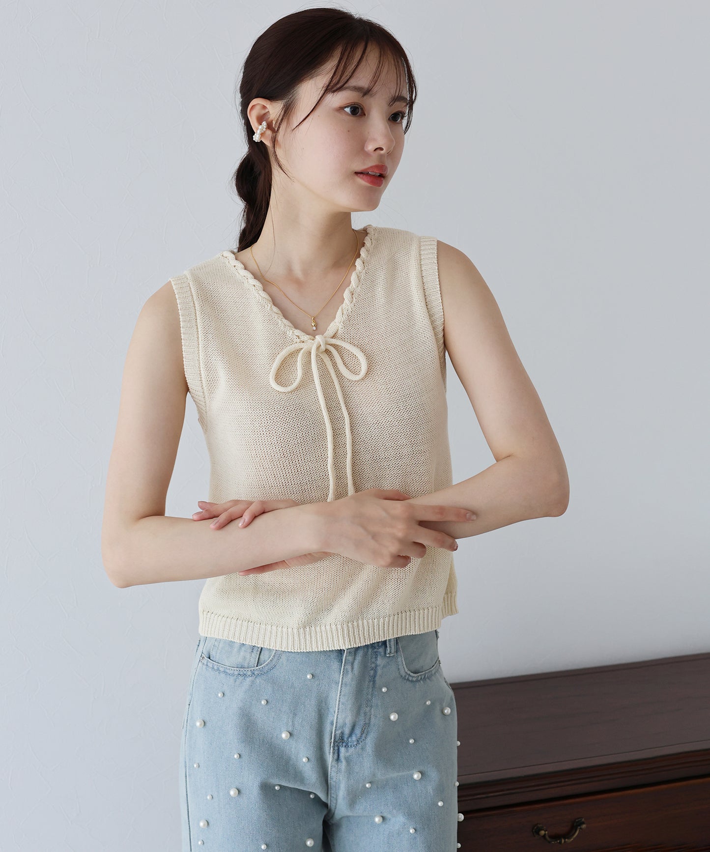 【SALE】リボンノースリサマーニット【ネコポス】