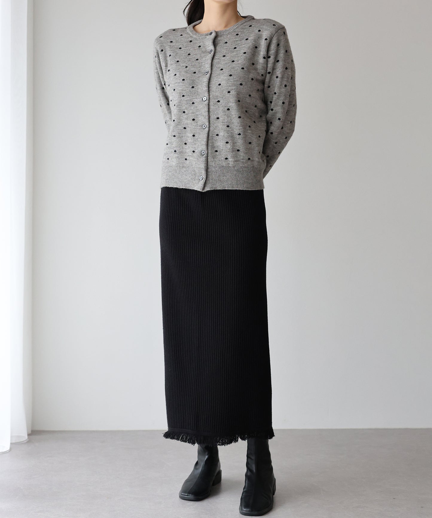 【SALE】ラメニットフリンジスカート