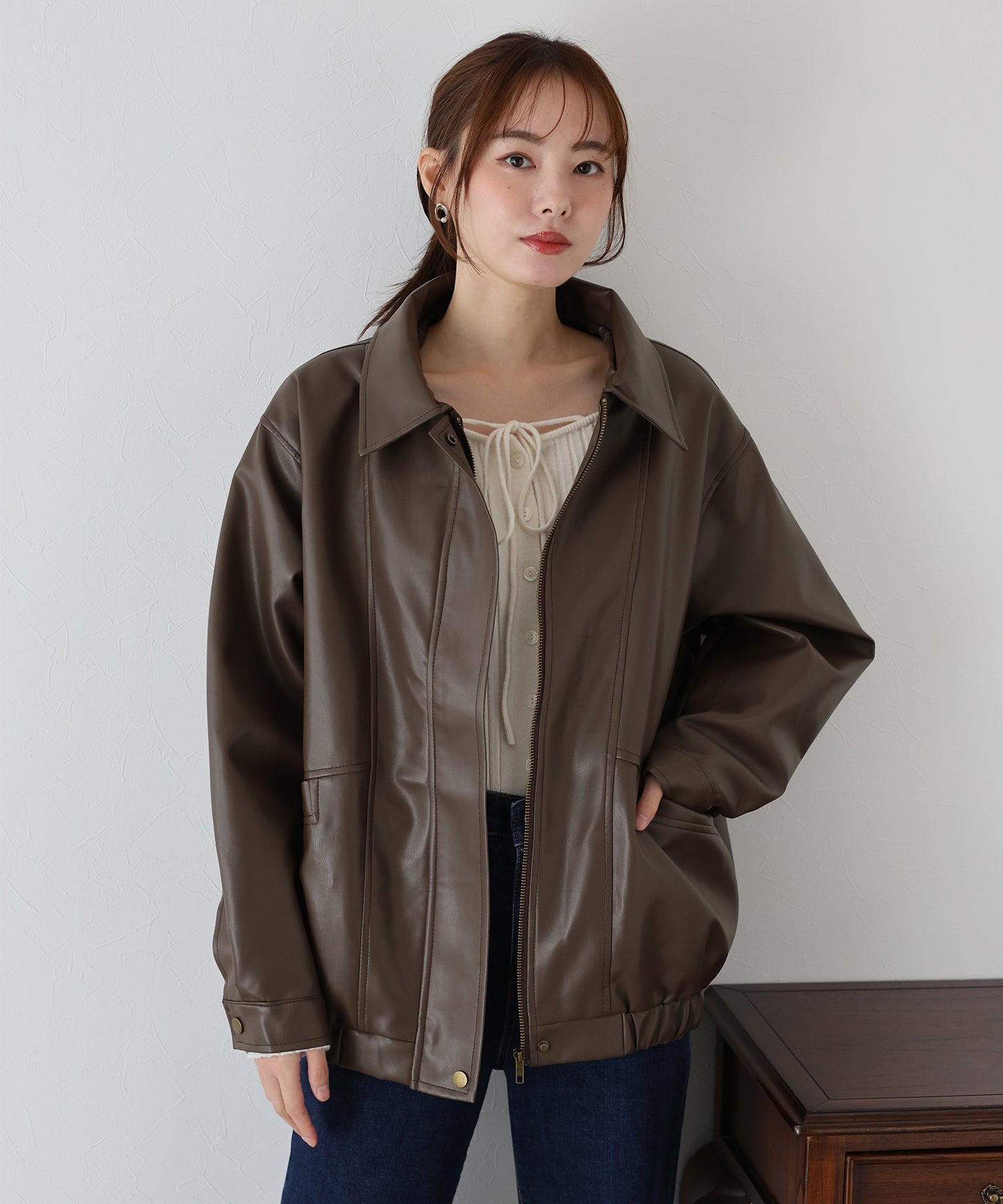 【早割5%OFF】フェイクレザージャケット