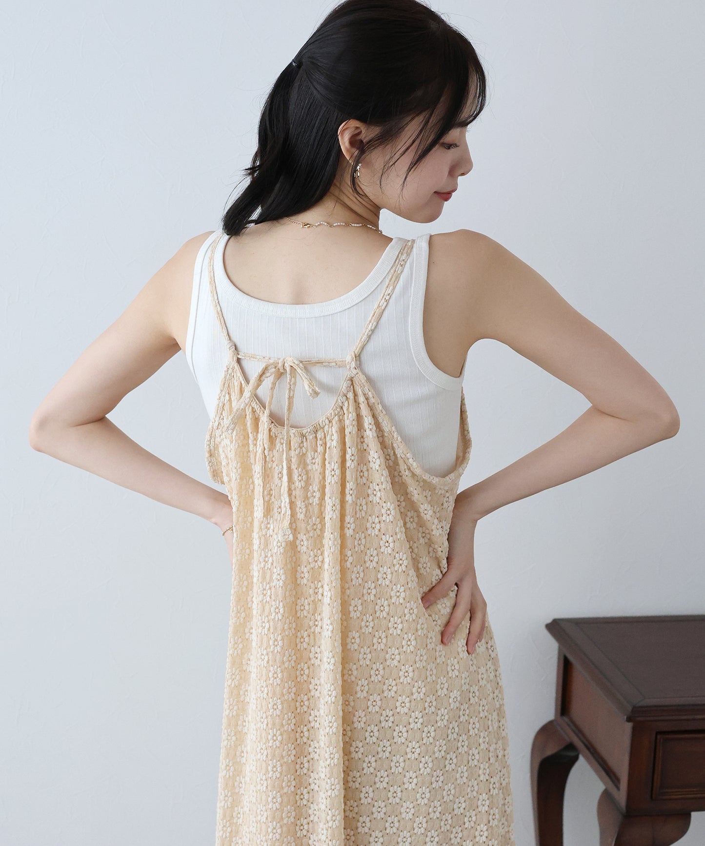 フラワーレースキャミワンピース