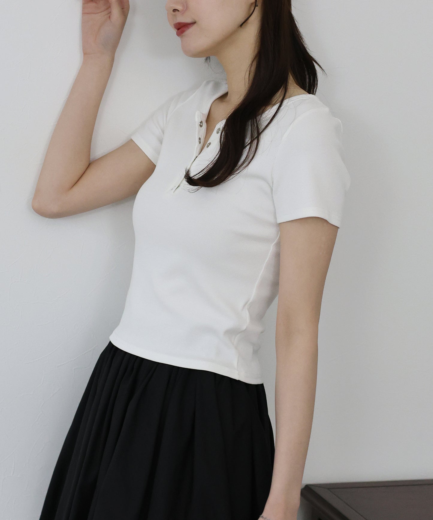 【TIME SALE】ヘンリーネック半袖Tシャツ【ネコポス】