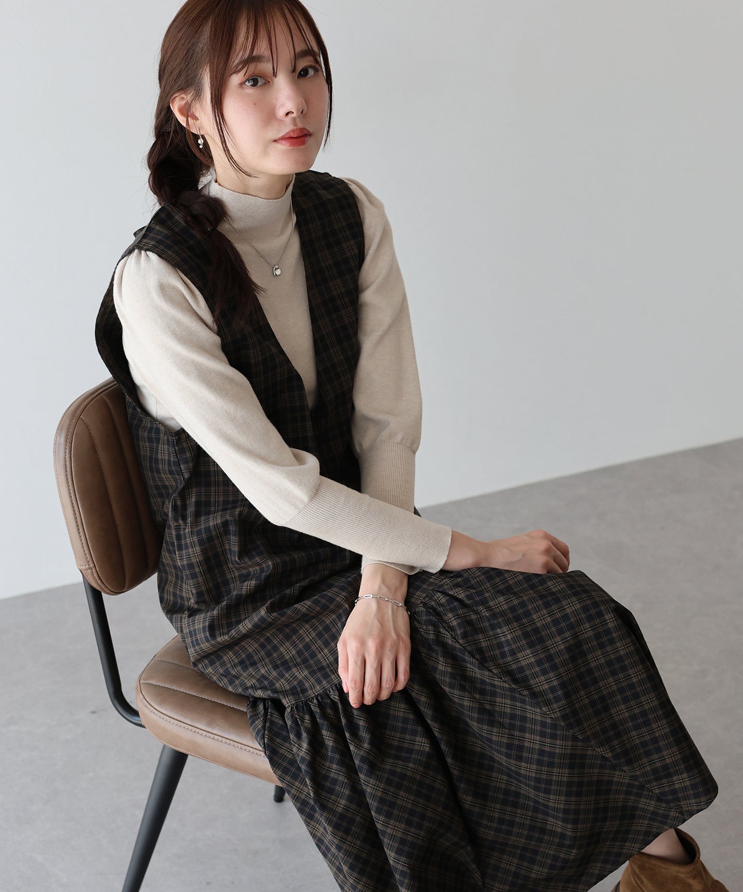 【早割5%OFF】チェックジャンパースカート