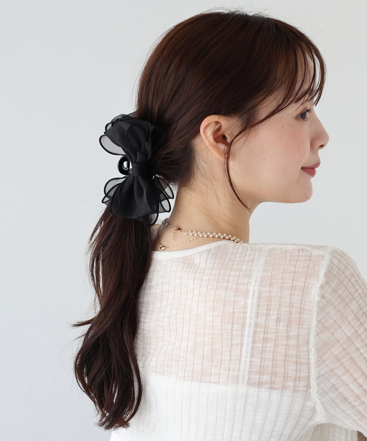【新商品限定5%OFF(水)】オーガンジーリボンバンスクリップ