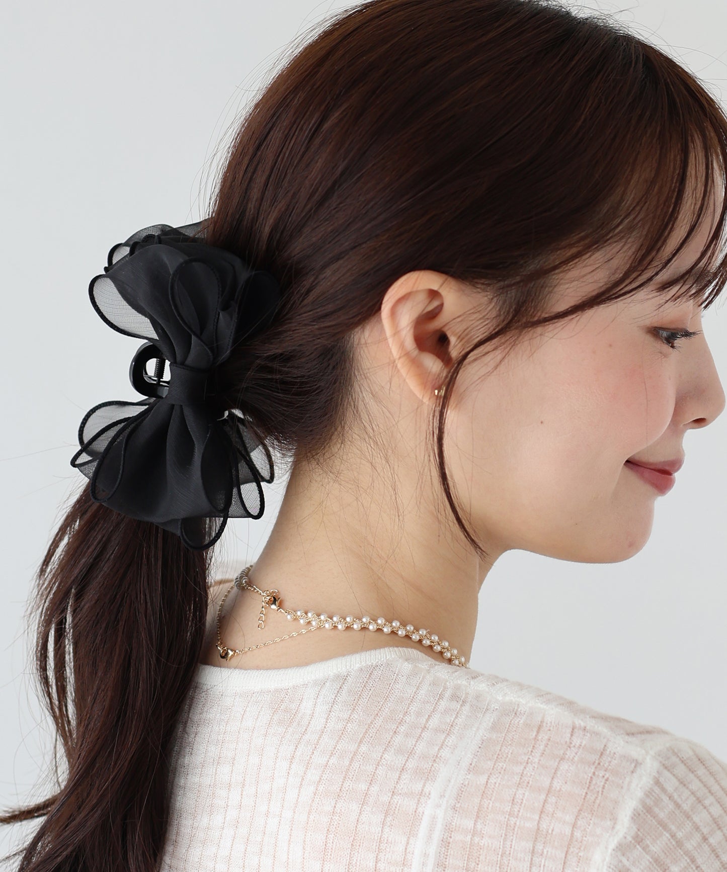 【新商品限定5%OFF(水)】オーガンジーリボンバンスクリップ