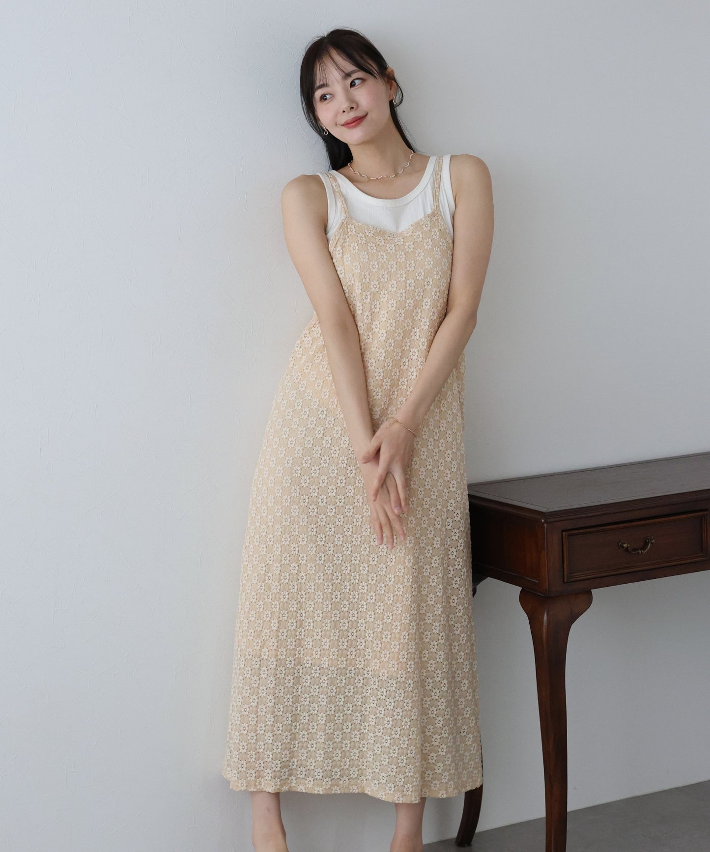 フラワーレースキャミワンピース