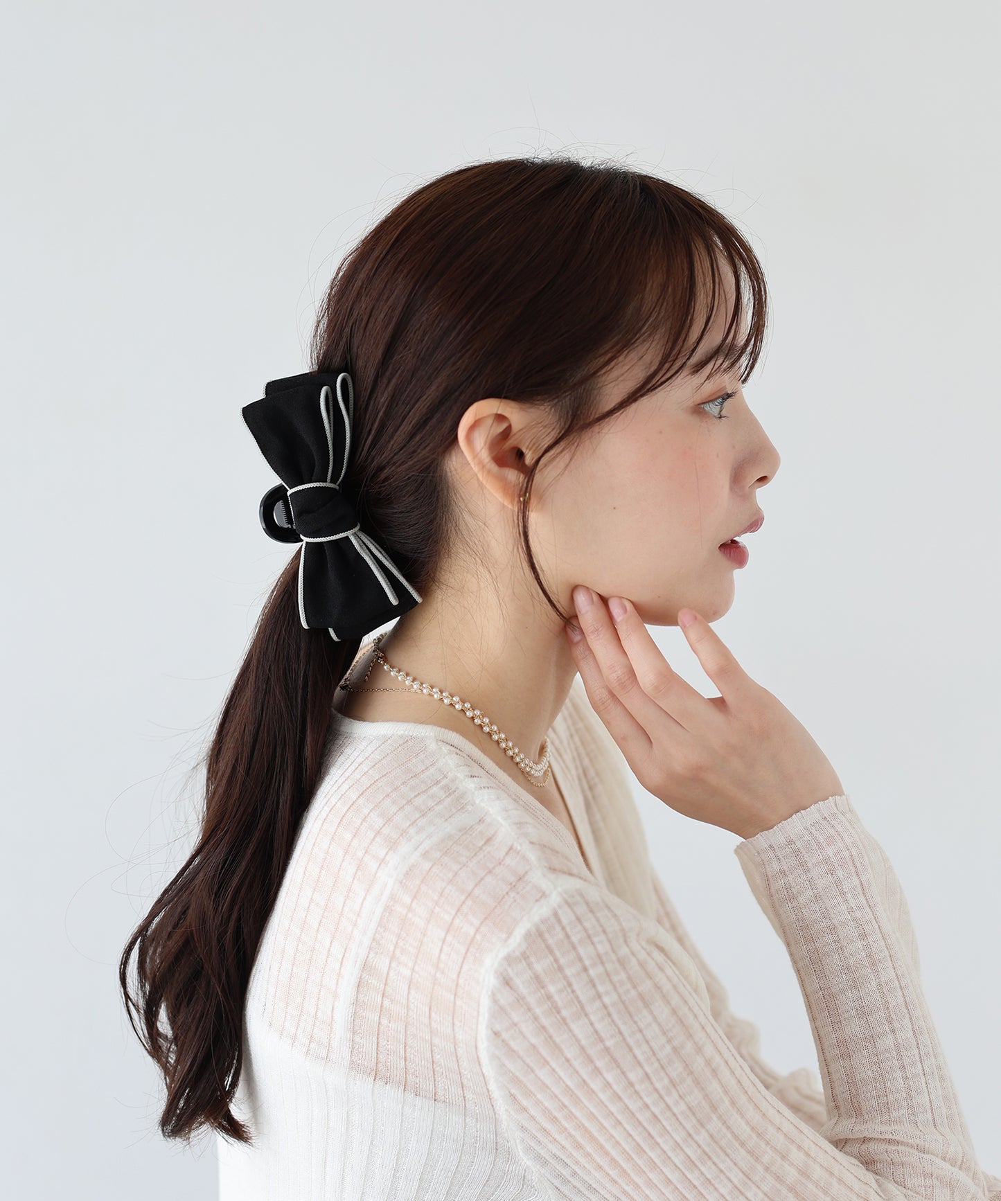 配色リボンヘアクリップ