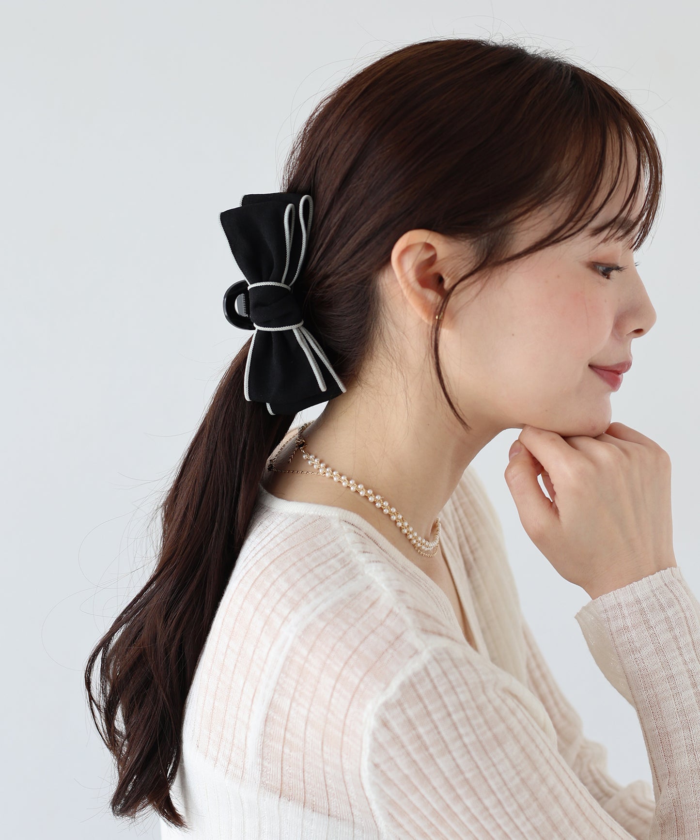 配色リボンヘアクリップ