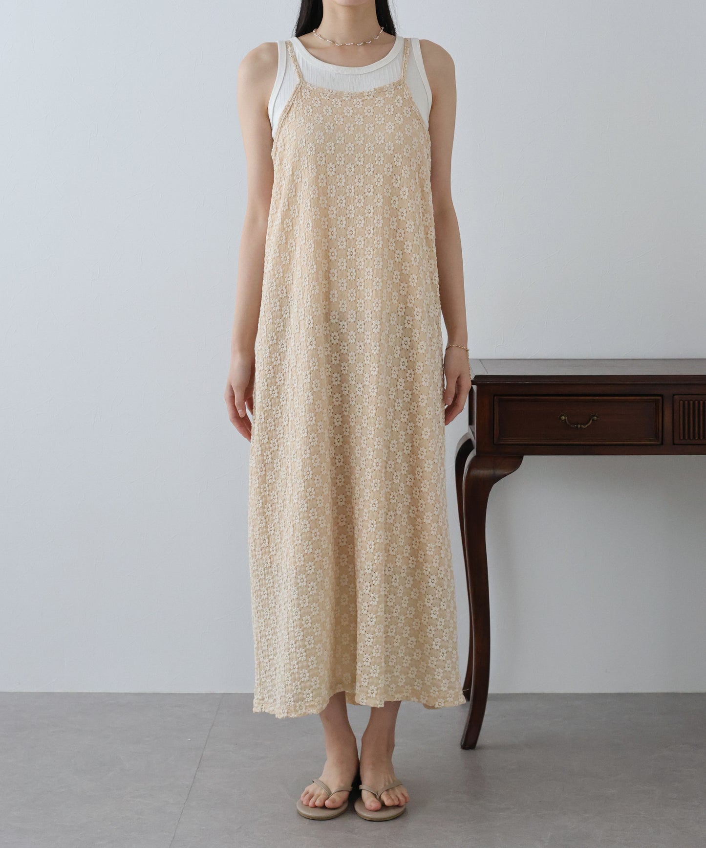 フラワーレースキャミワンピース