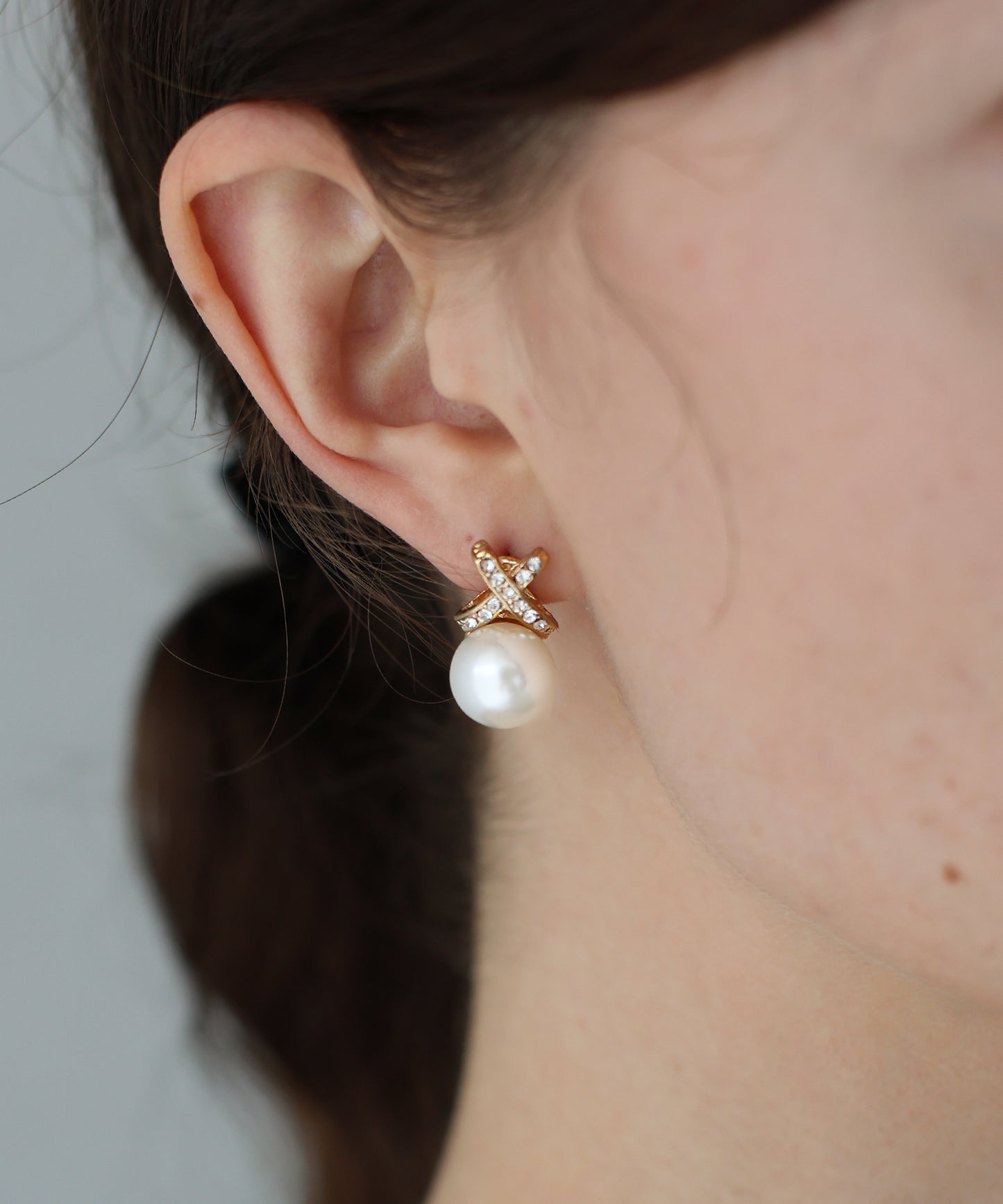 【SALE】パール&クロスビジュー ピアス& イヤリング【ネコポス】