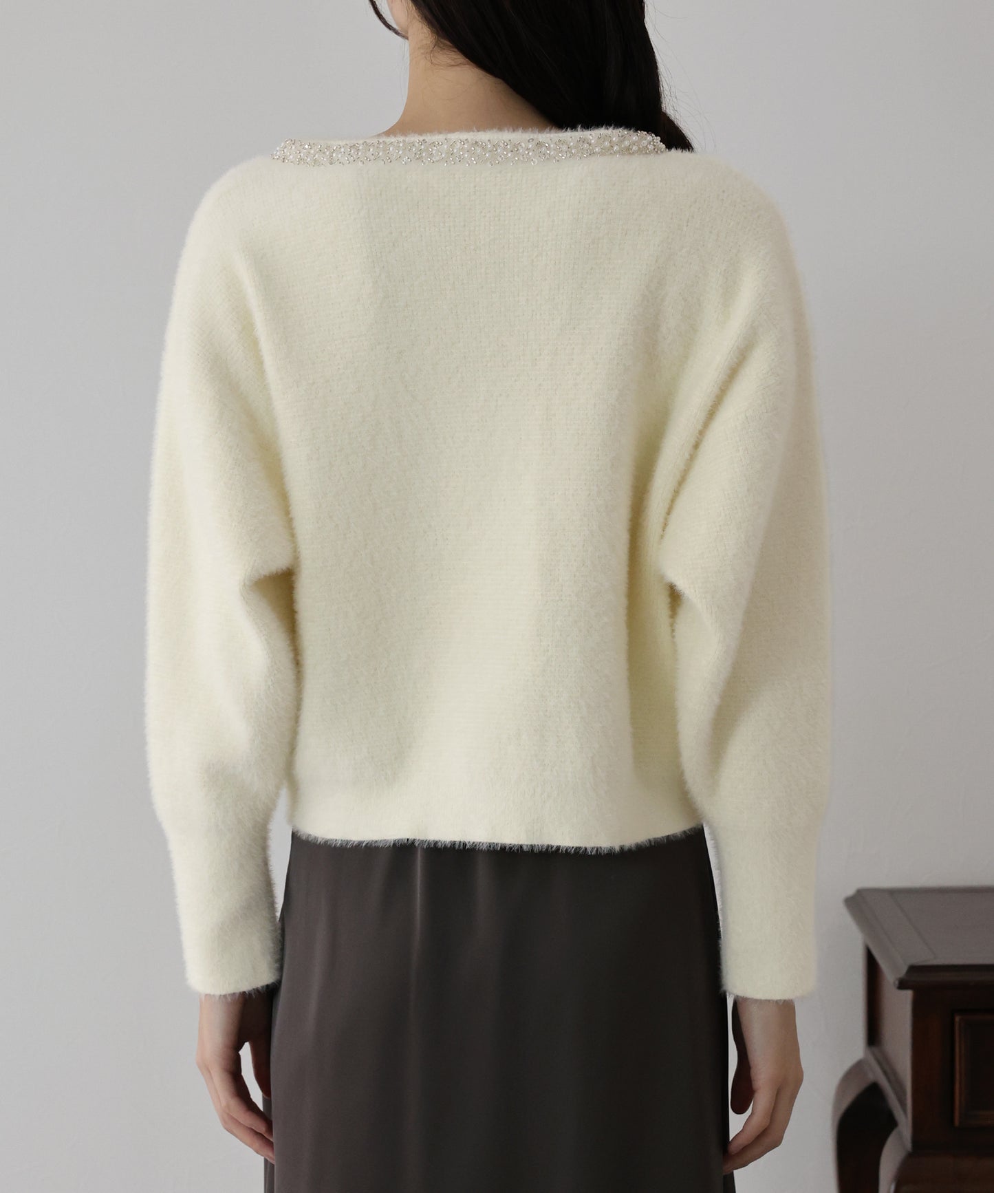 【SALE】ビジュー襟ニットカーディガン