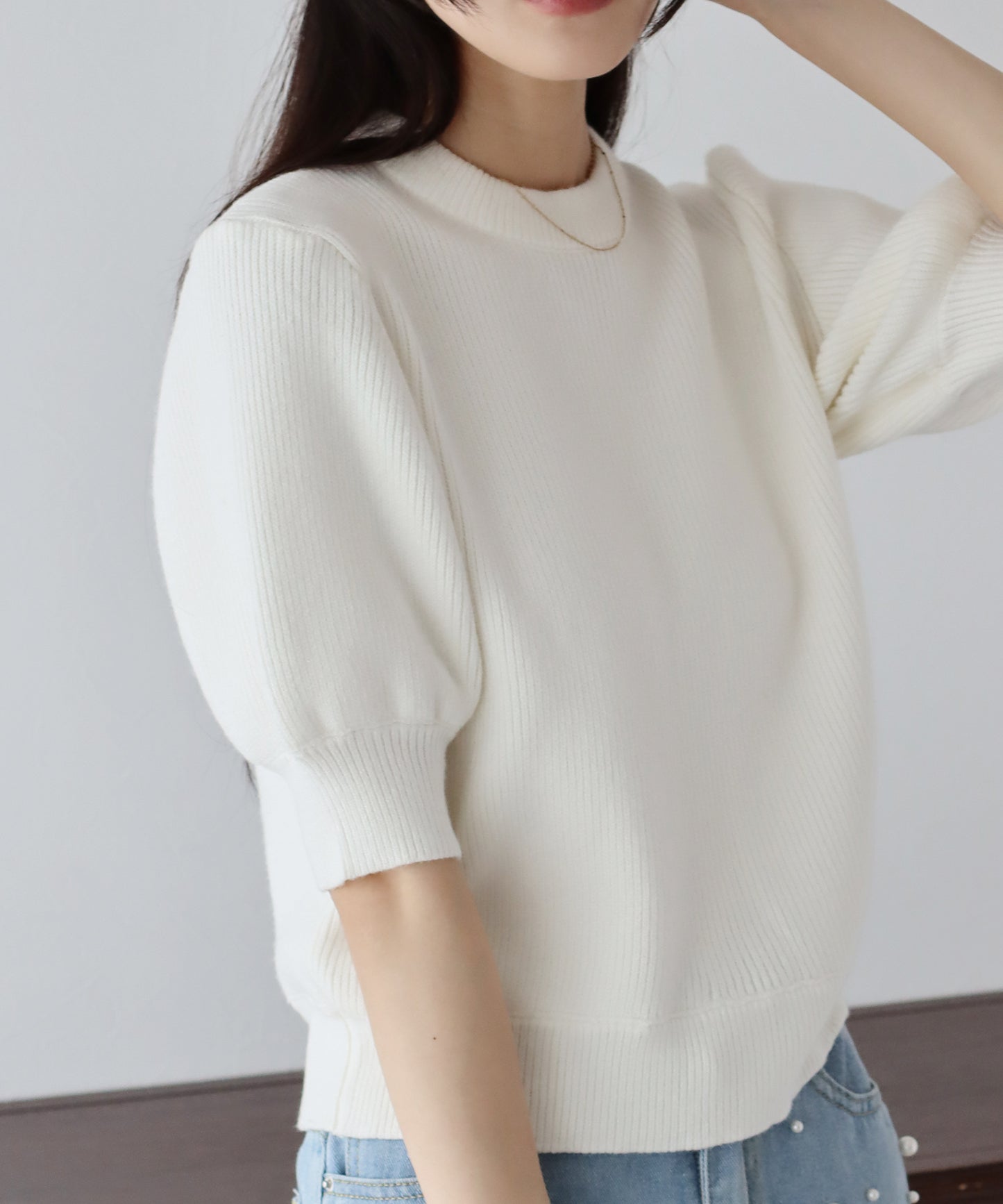【TIME SALE】半袖パフスリーブニット