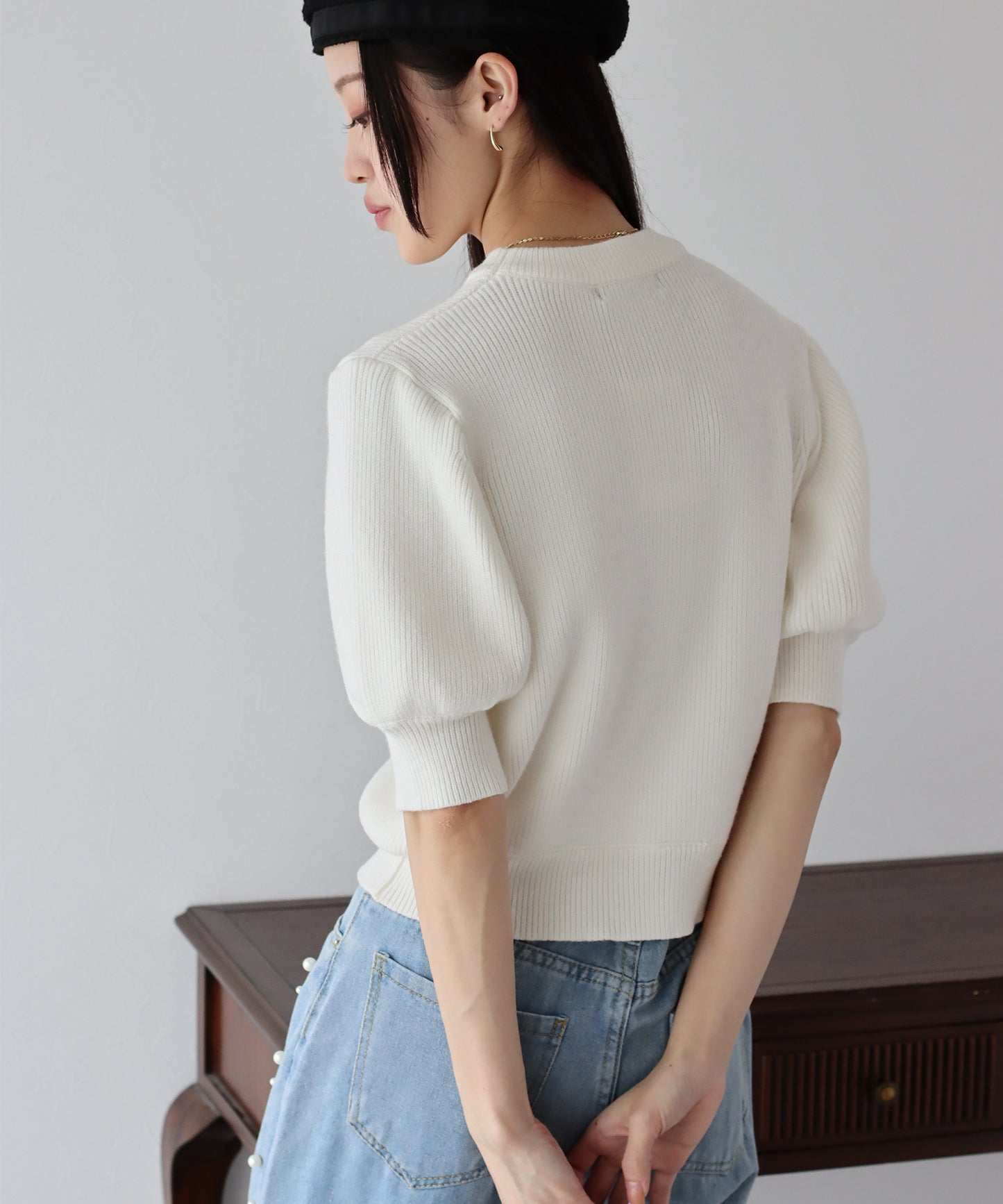 【TIME SALE】半袖パフスリーブニット
