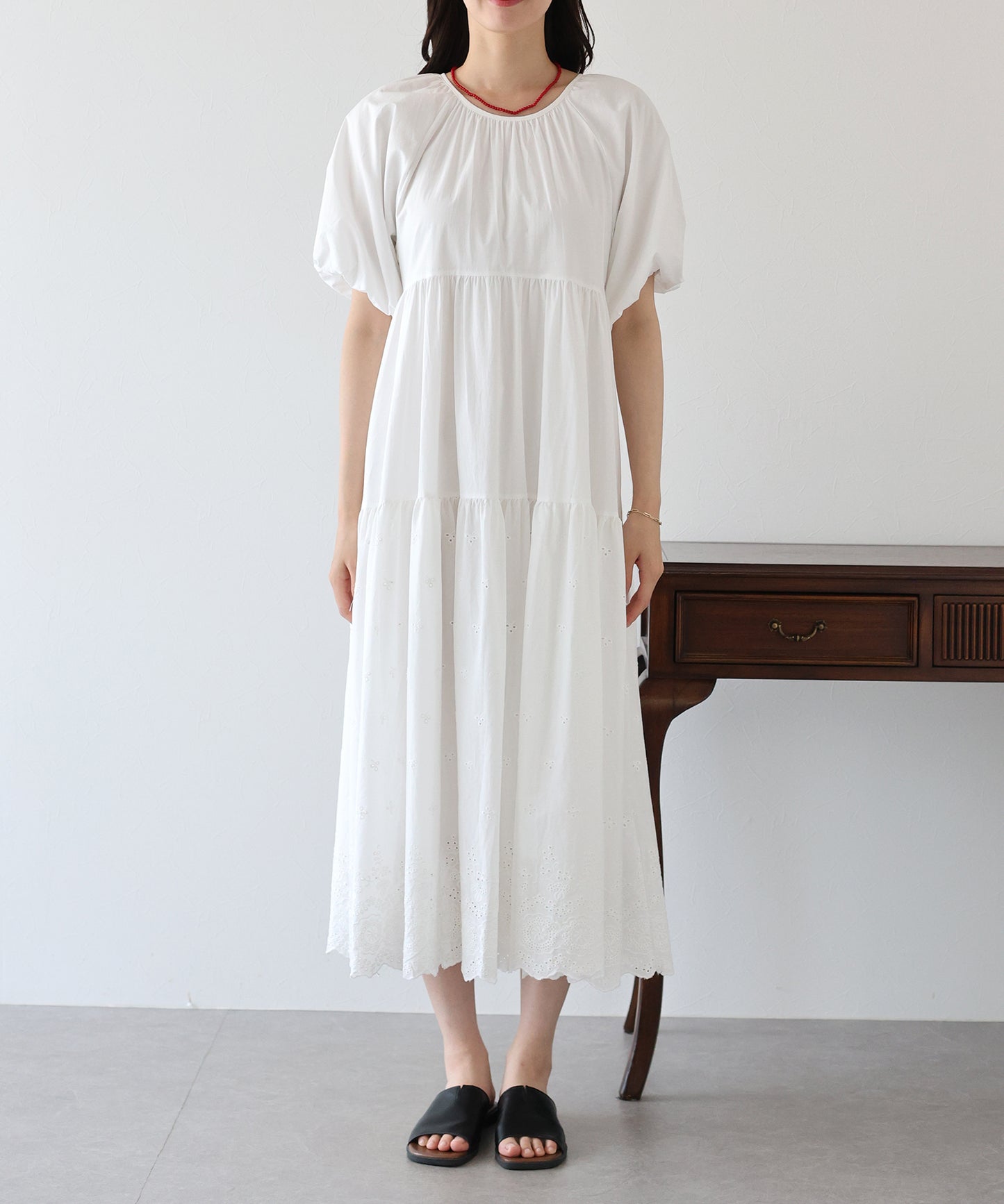 【TIME SALE】バルーン袖コットンレースワンピース