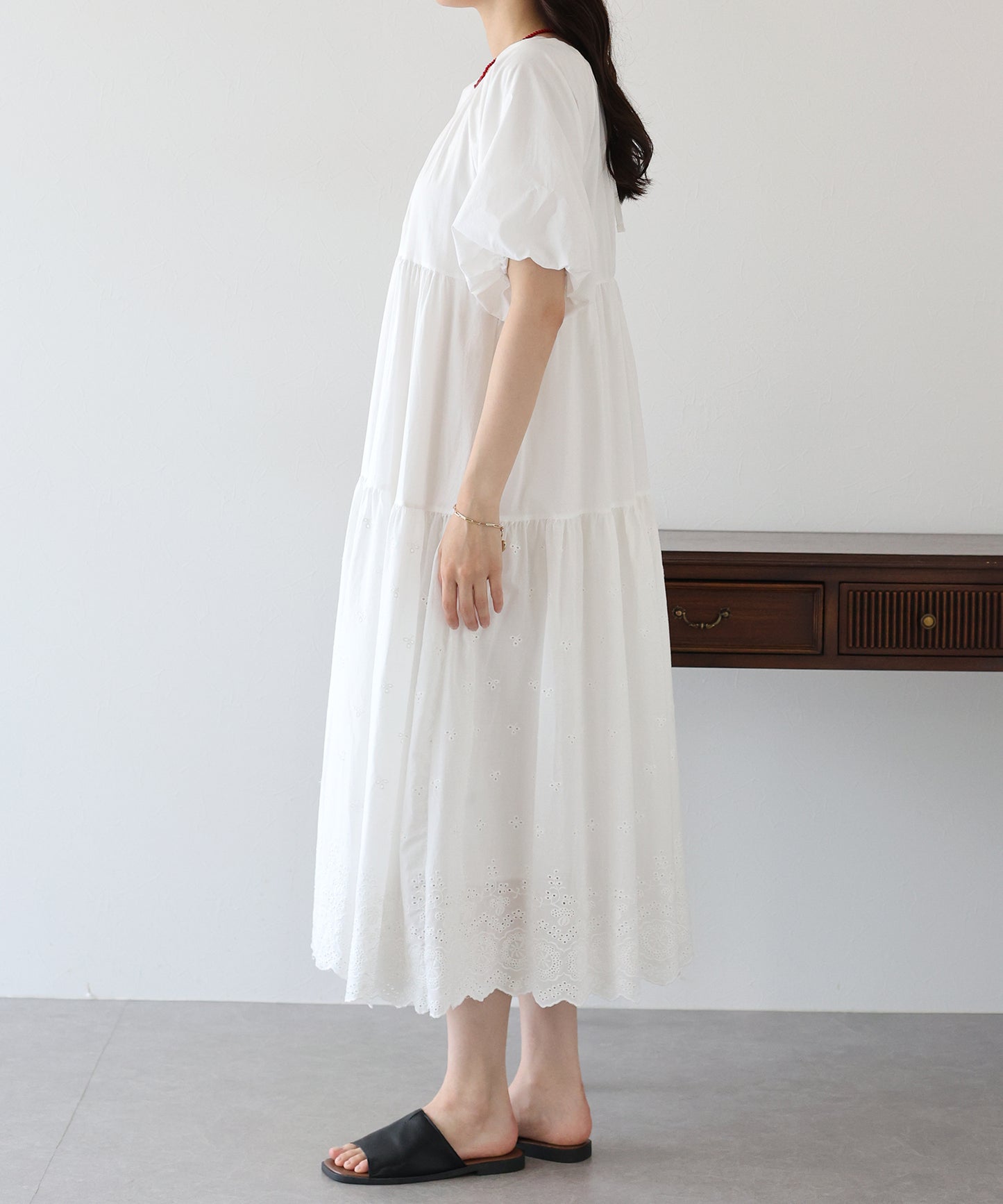 【TIME SALE】バルーン袖コットンレースワンピース