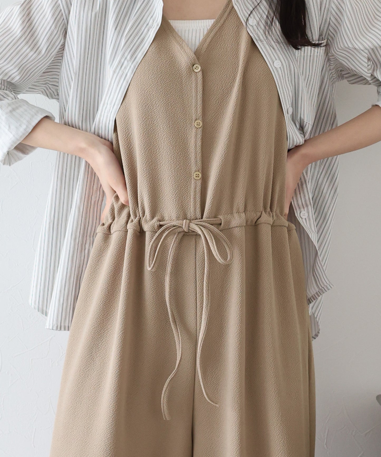 【SALE】Vネックオールインワン