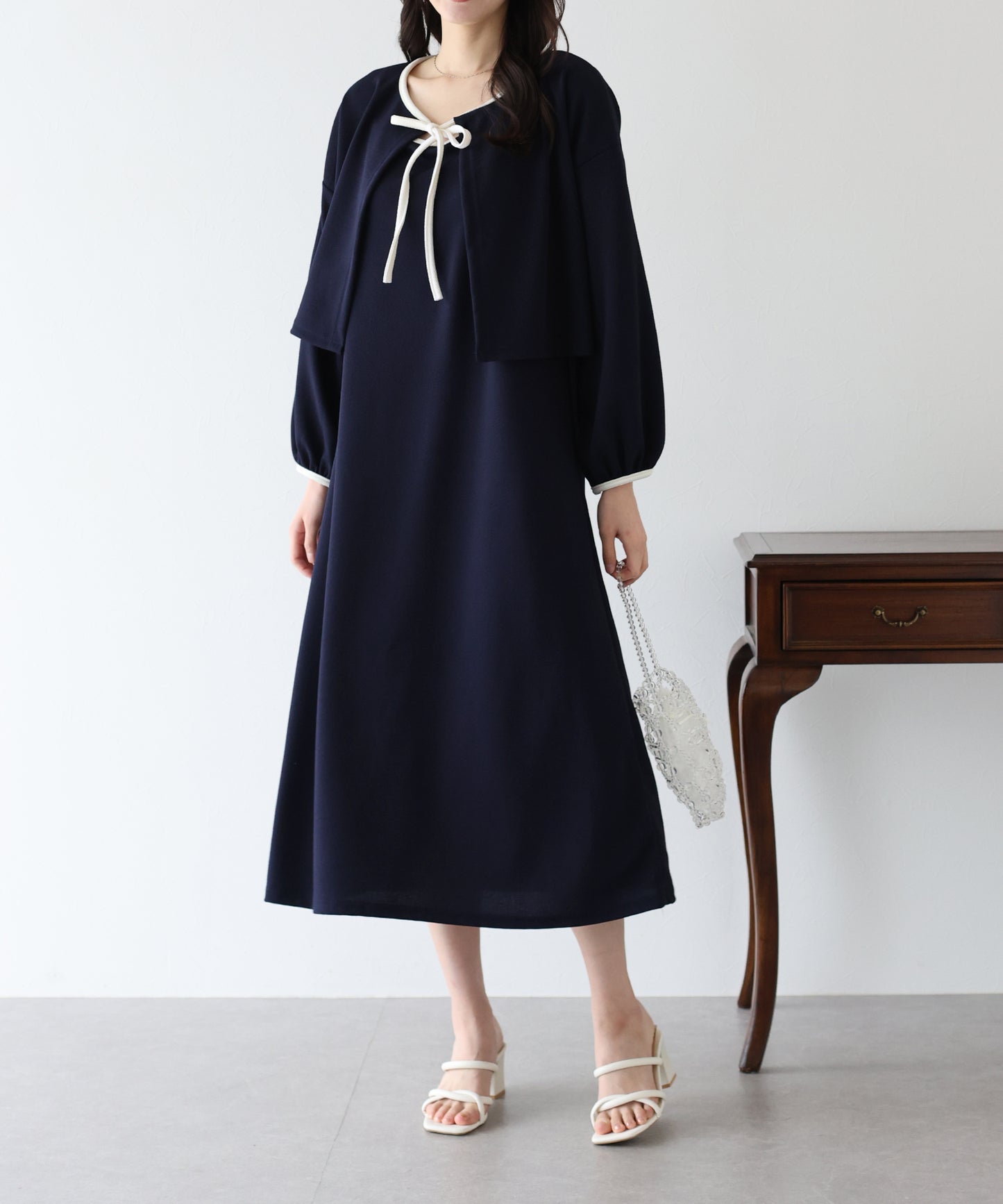 【SALE】配色カーディガン&ワンピースセットアップ