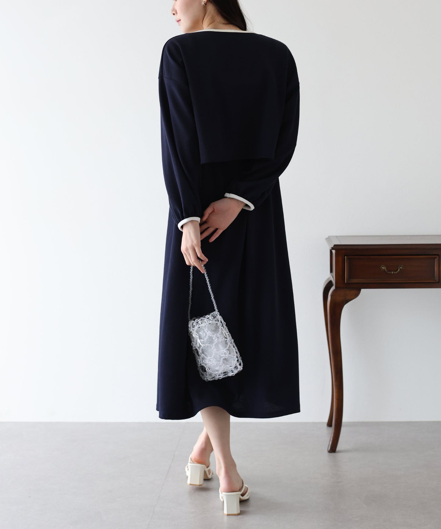 【SALE】配色カーディガン&ワンピースセットアップ