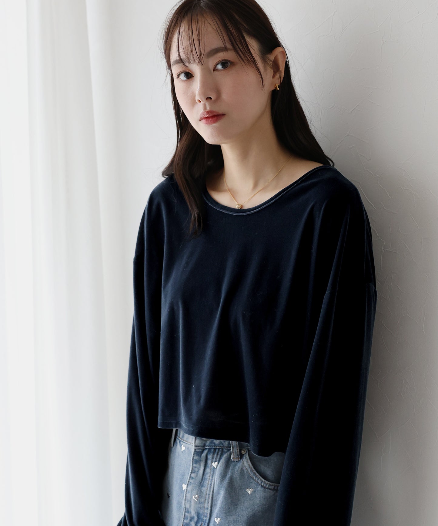 【SALE】シアーベロアショート丈ロンT【ネコポス】