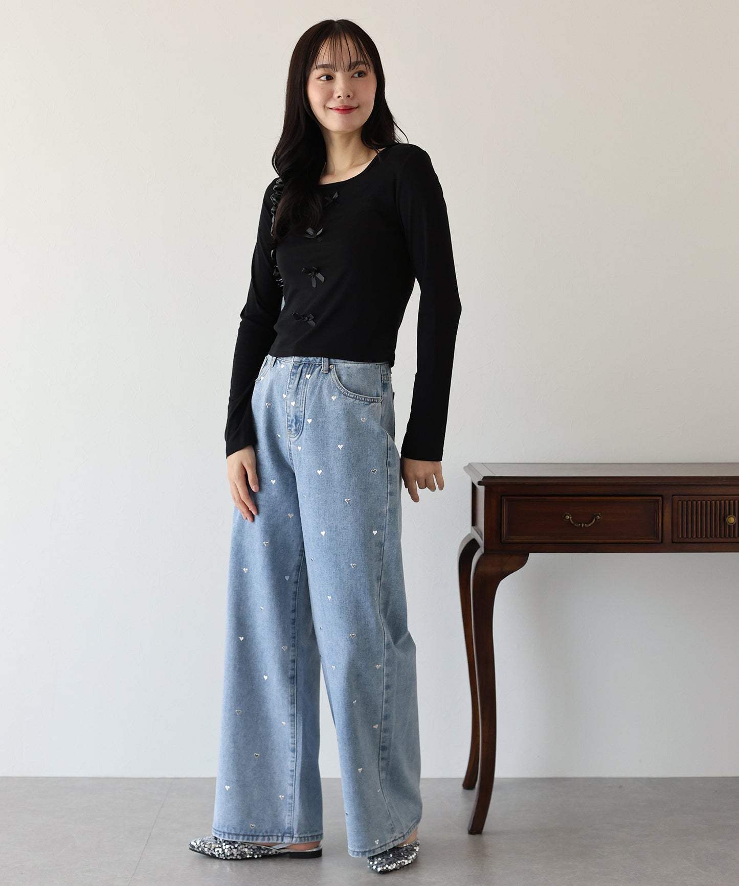 【SALE】リボン付きカットソー【ネコポス】